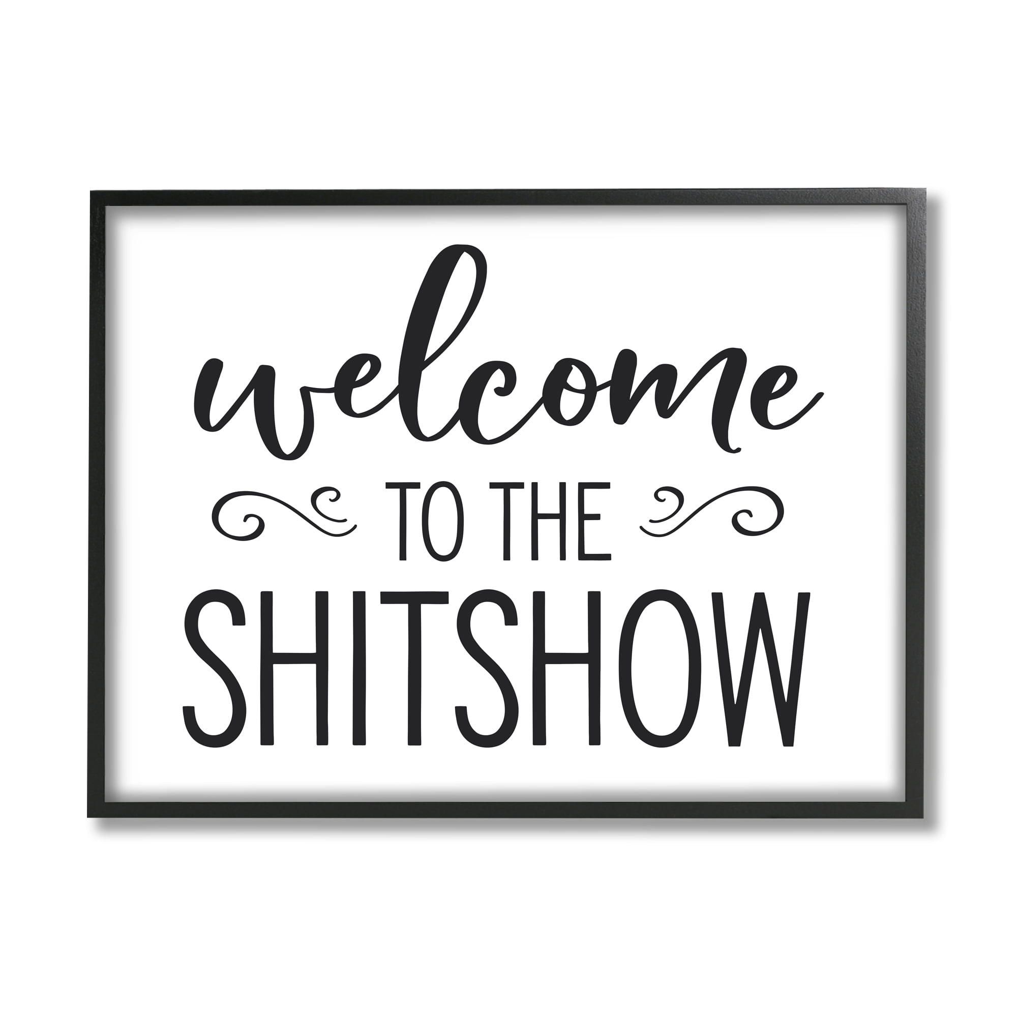 Stupell Industries Welcome to the S*** Show Sassy Home Sign Typography Painting Black Framed Art Print Wall Art, 16 x 20