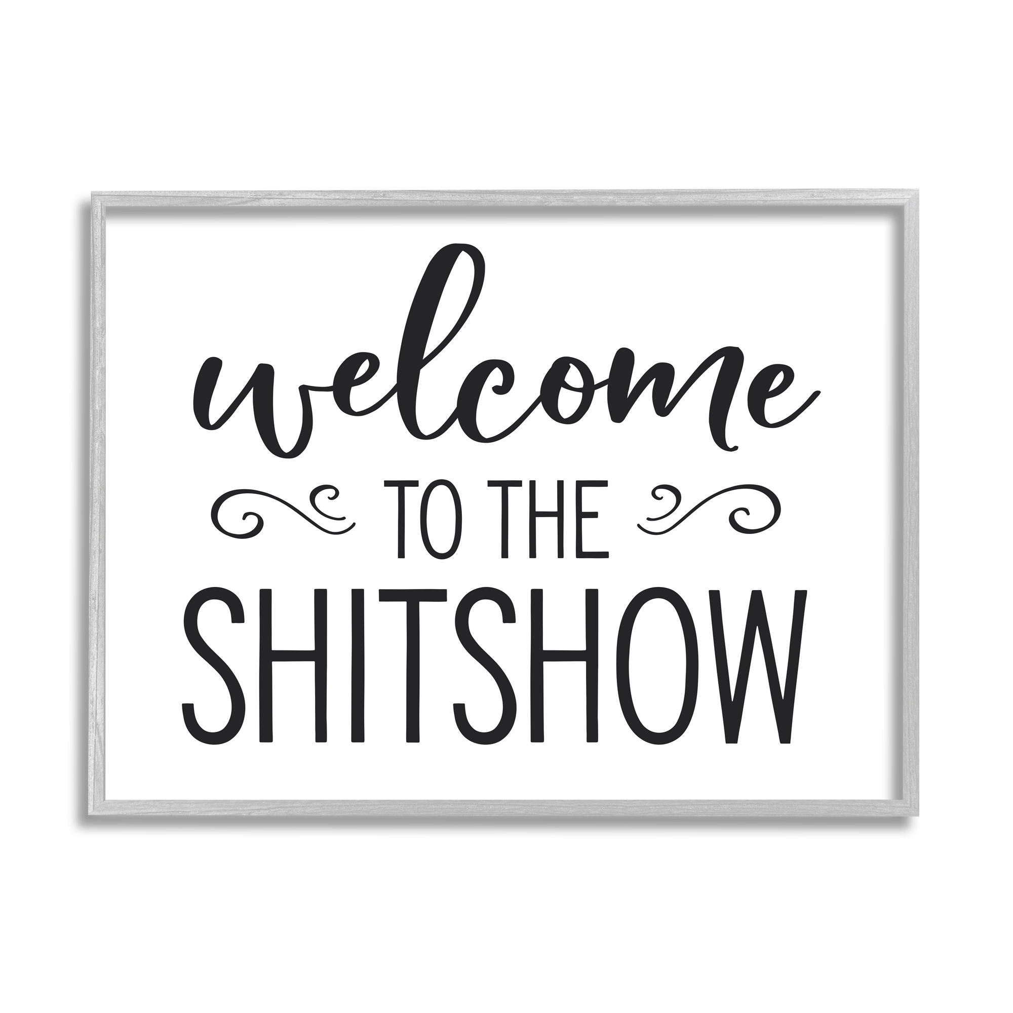 Stupell Industries Welcome to the S*** Show Sassy Home Sign Typography Painting Gray Framed Art Print Wall Art, 11 x 14