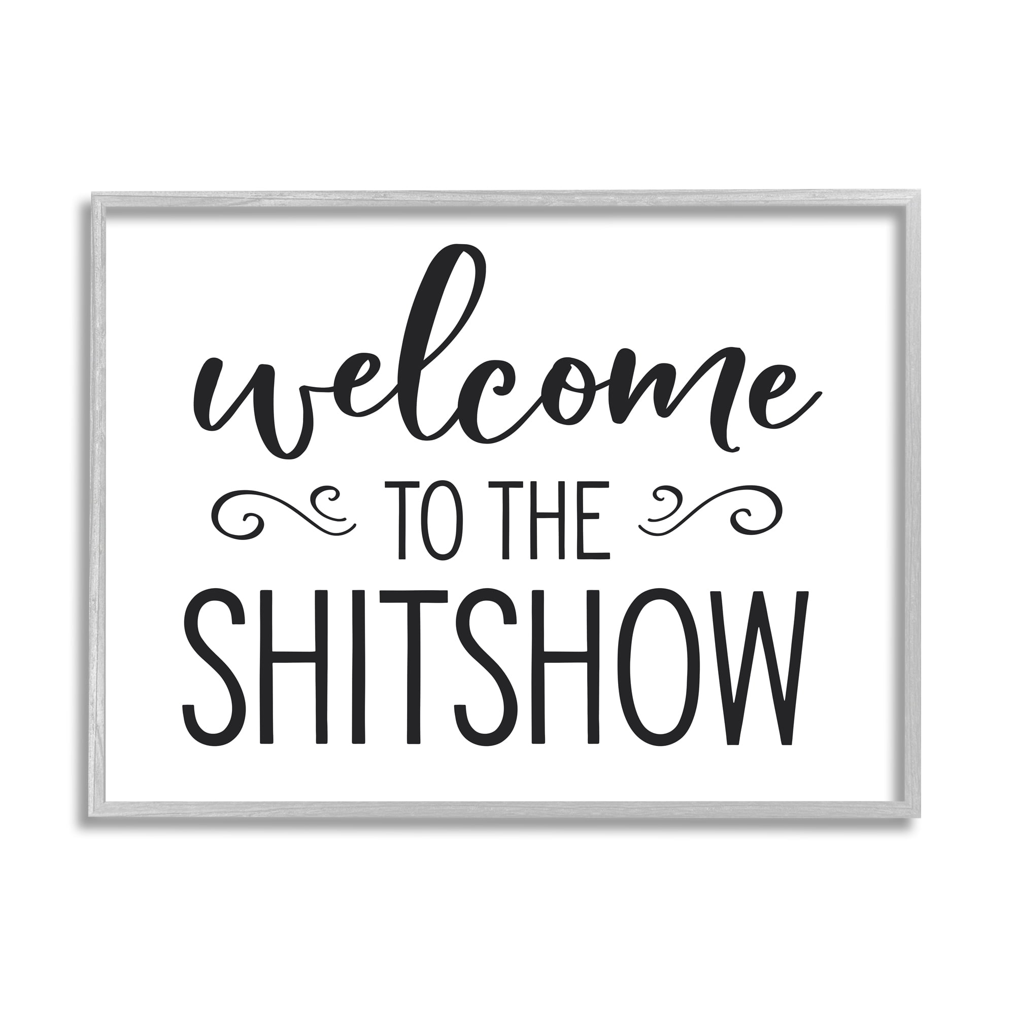 Stupell Industries Welcome to the S*** Show Sassy Home Sign Typography Painting Gray Framed Art Print Wall Art, 24 x 30