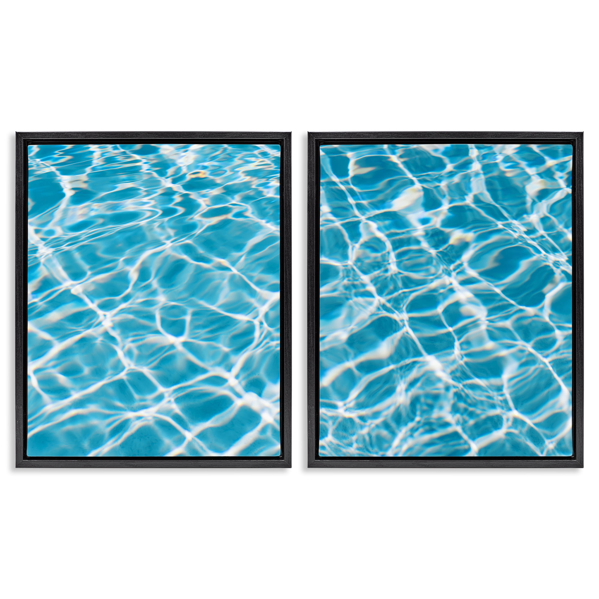 Stupell Industries Welcoming Pool Water Nautical & Beach Painting Black Floater Framed Canvas Art Print Wall Art, 31 x 25, Set of 2