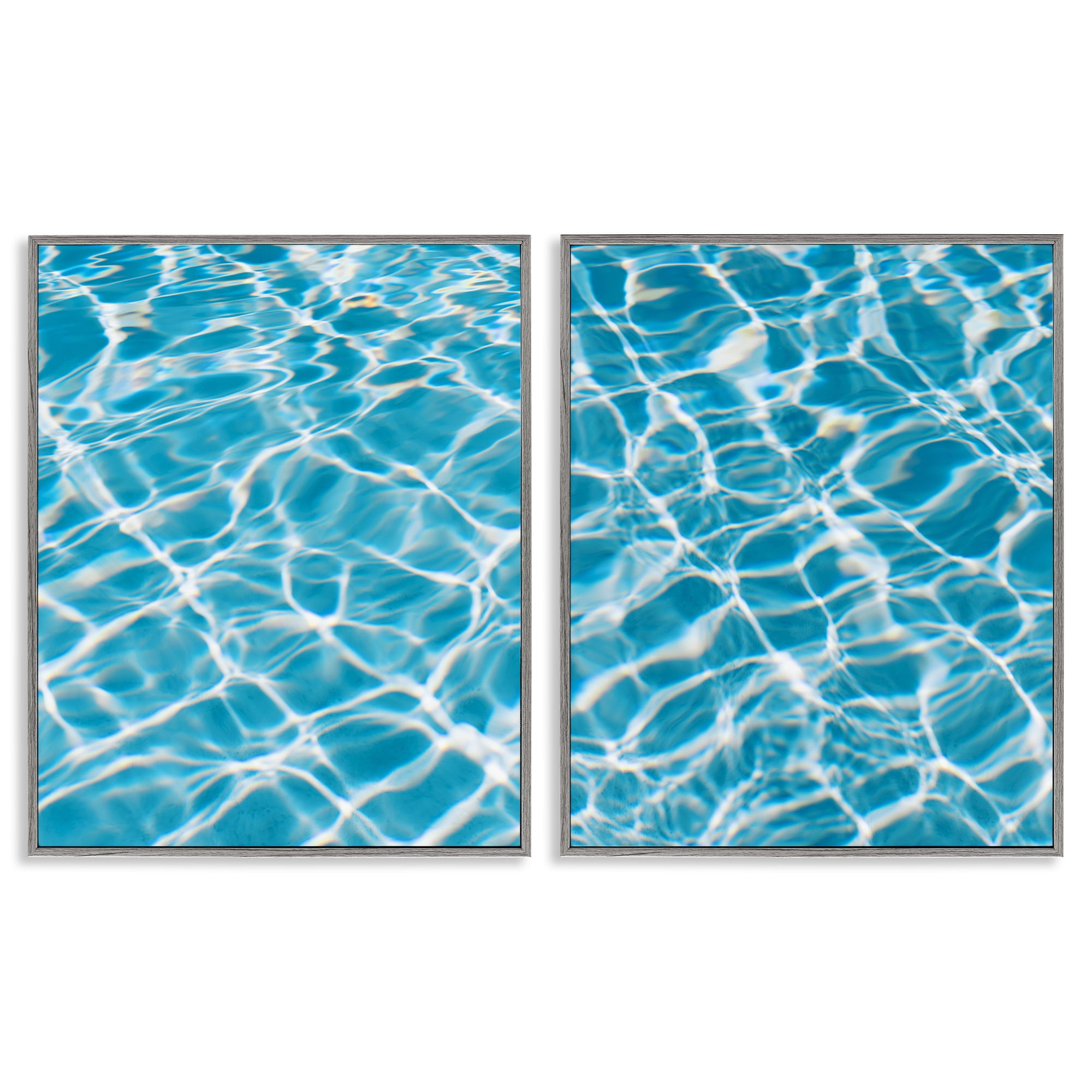 Stupell Industries Welcoming Pool Water Nautical & Beach Painting Gray Framed Art Print Wall Art, 11 x 14, Set of 2
