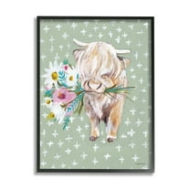 Stupell Industries Welcoming Stott Ox Holding Flowers Studded Pattern,24 x 30, Design by Jessica Mingo