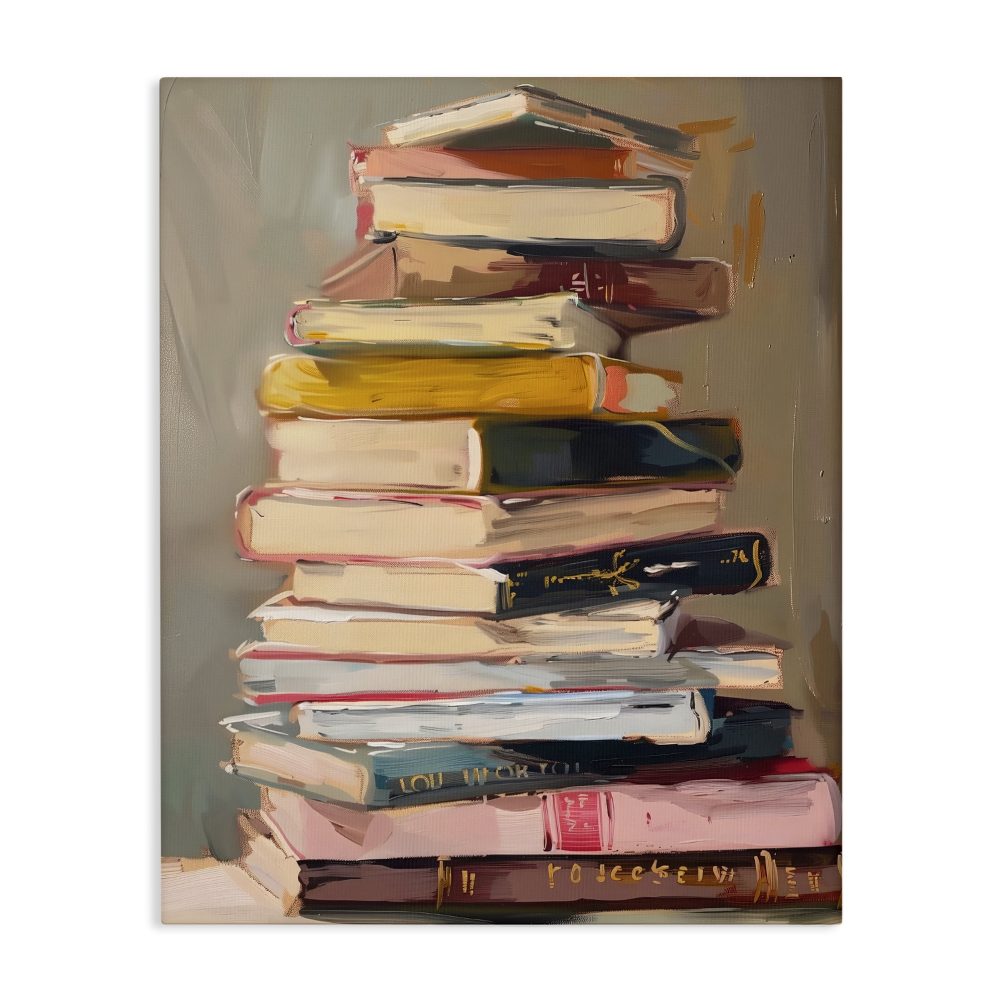 Stupell Industries Well Loved Bookstack Canvas Wall Art, design by LSR Design Studio