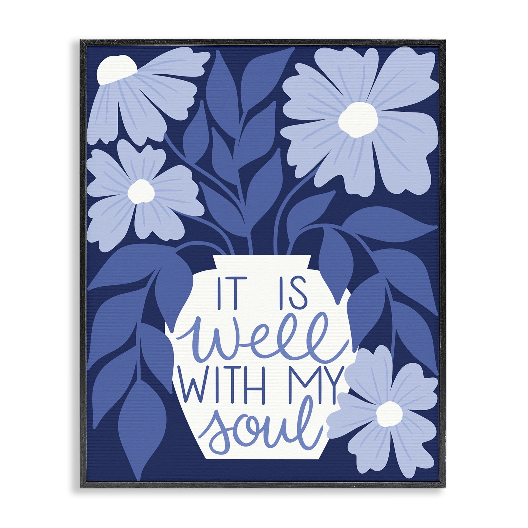 Stupell Industries Well With My Soul Florals Plants & Flowers Painting Black Framed Art Print Wall Art, 16 x 20