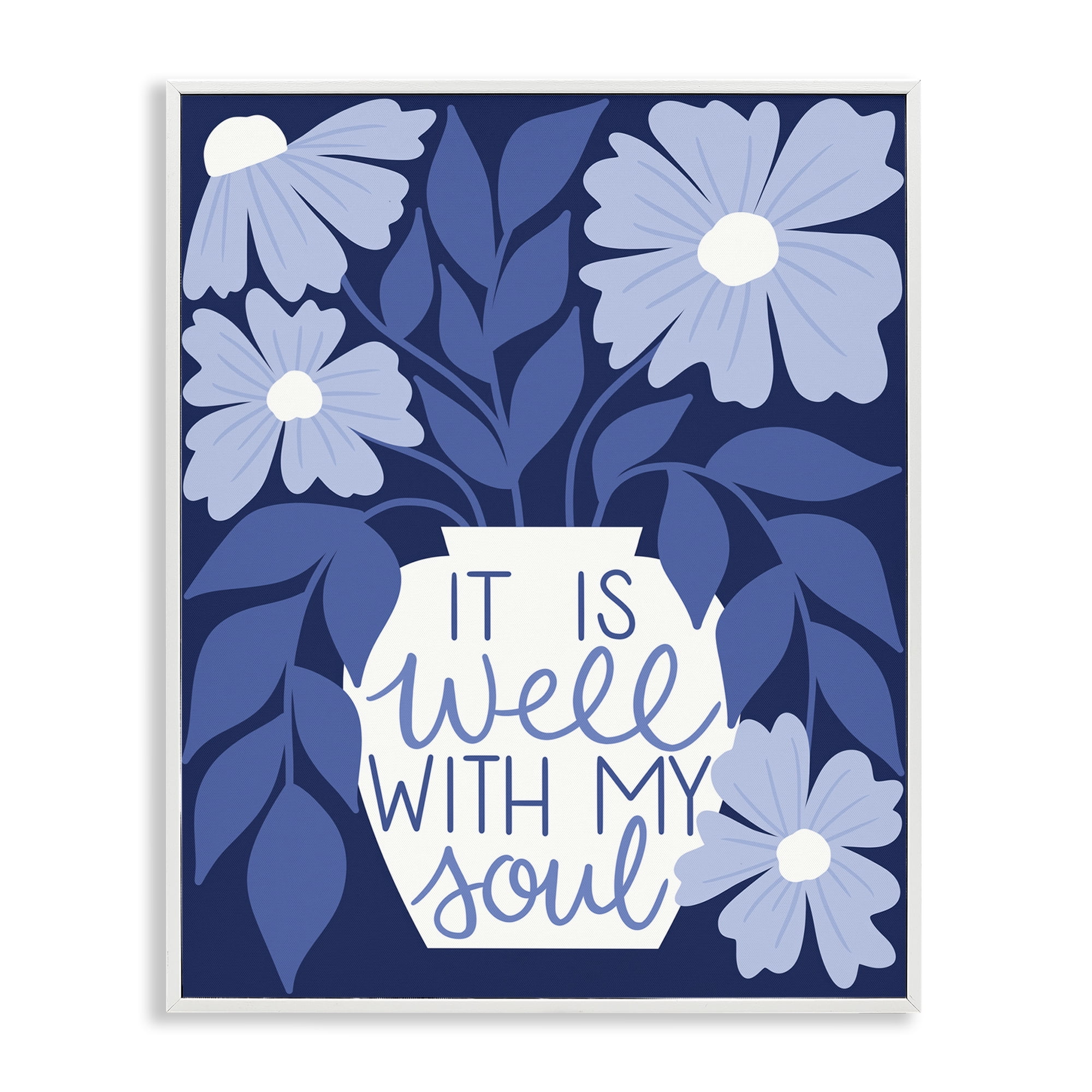 Stupell Industries Well With My Soul Florals Plants & Flowers Painting White Framed Art Print Wall Art, 11 x 14