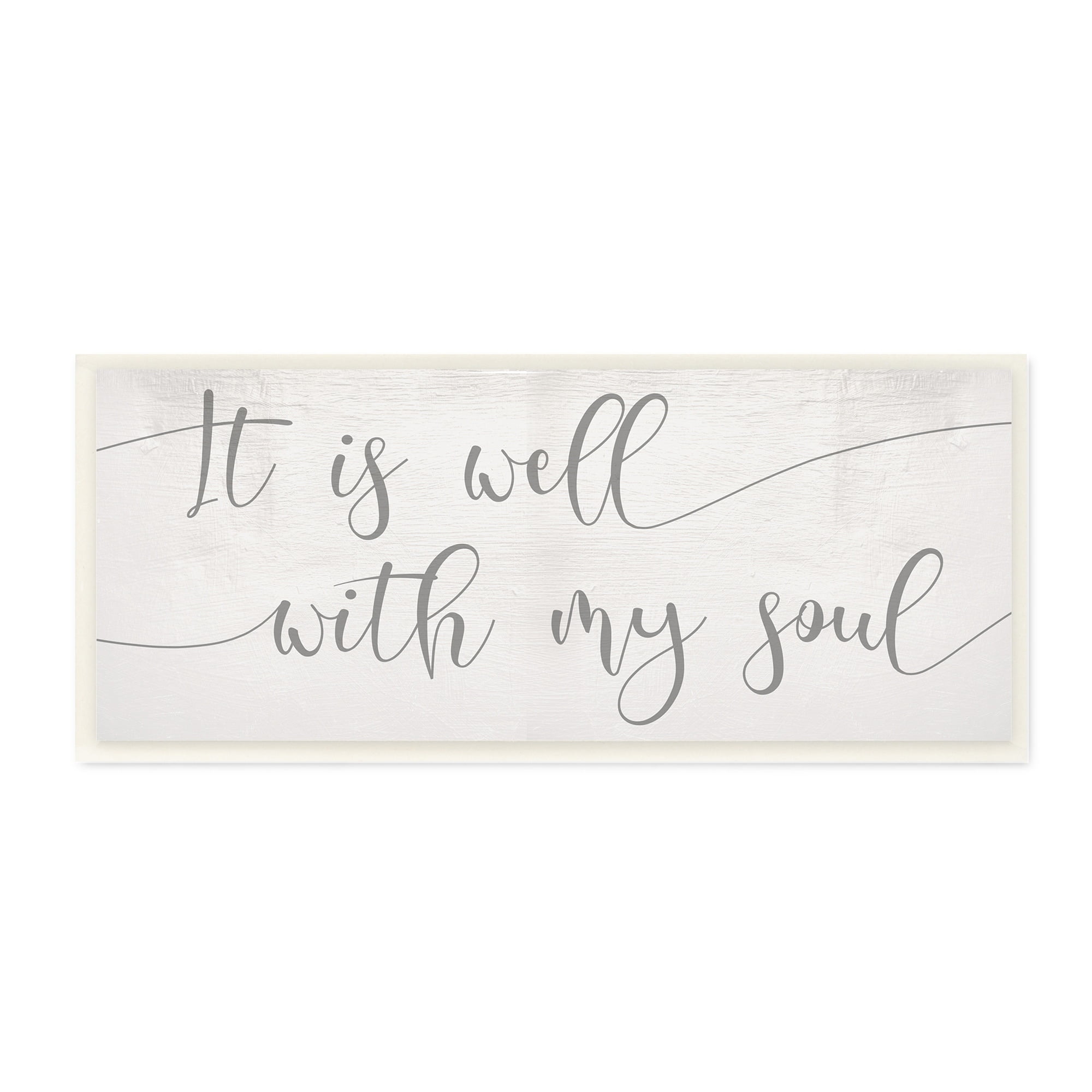 Stupell Industries Well With My Soul Quote Soft Grey Script Inspirational Painting Unframed Art Print Wall Art, 7 x 17