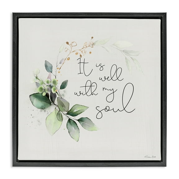 Stupell Industries Well With My Soul Religious Painting Black Floater Framed Canvas Art Print Wall Art, 18 x 18
