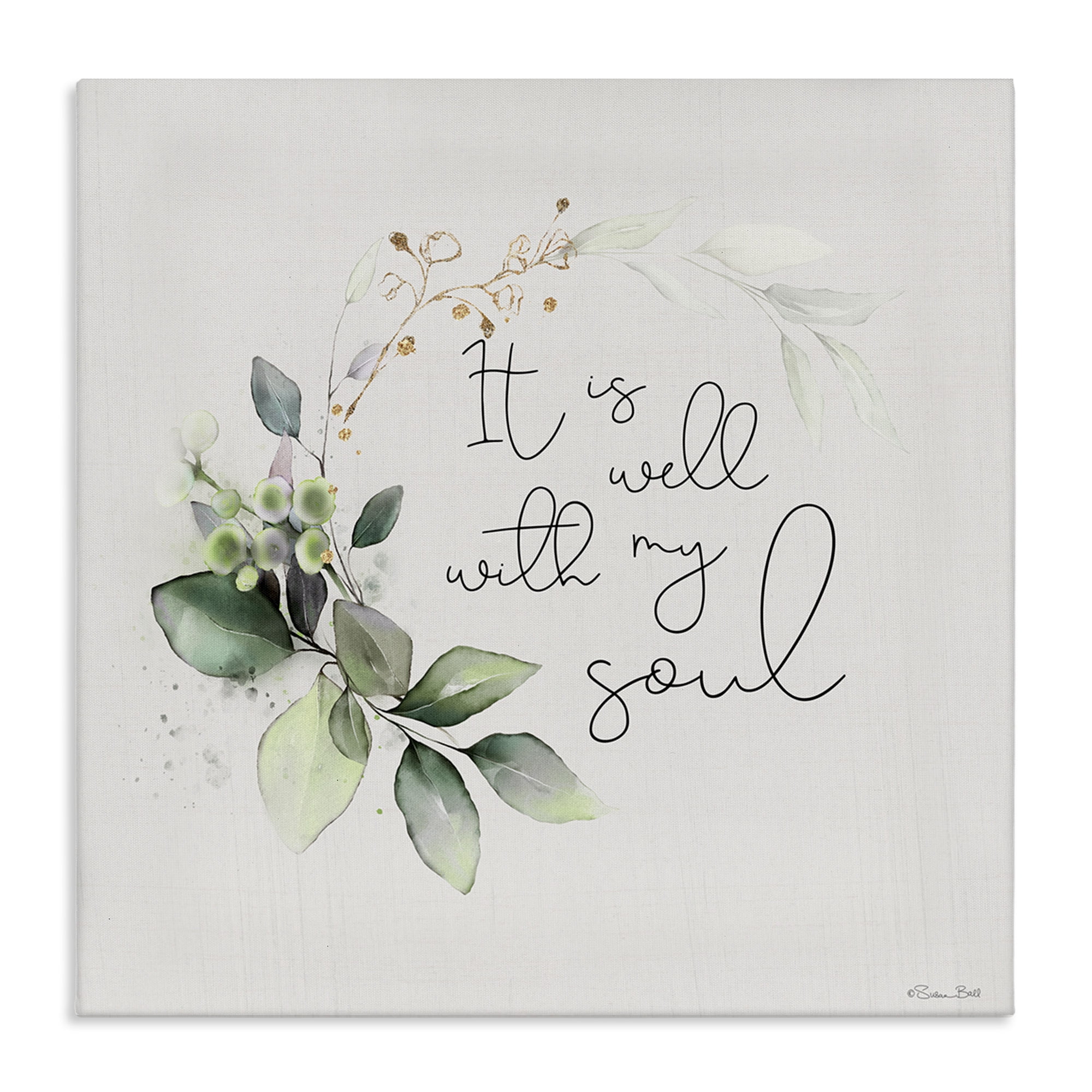 Stupell Industries Well With My Soul Religious Painting Gallery Wrapped Canvas Art Print Wall Art, 30 x 30