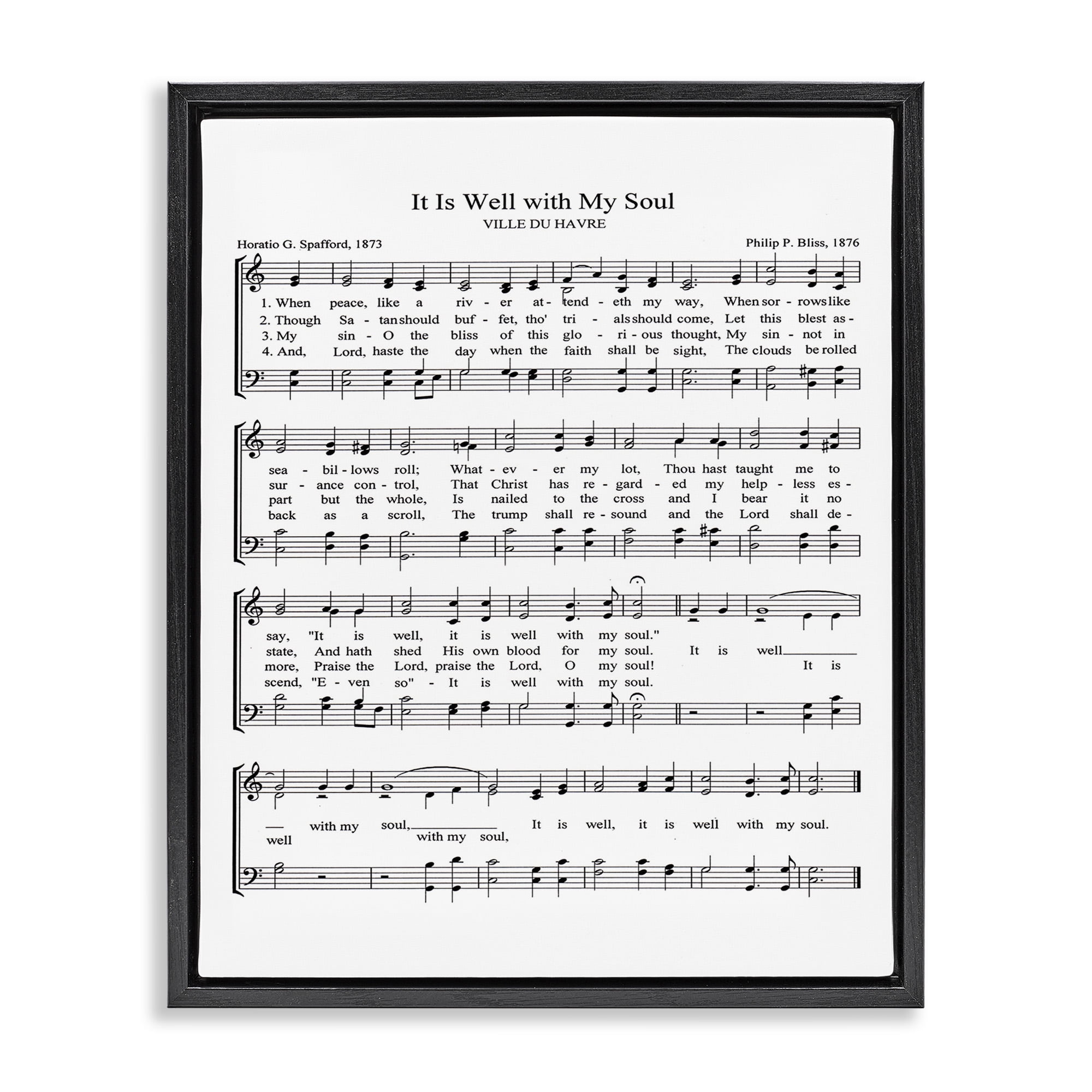 Stupell Industries Well With My Soul Sheet Music Beauty & Fashion Painting Black Floater Framed Canvas Art Print Wall Art, 25 x 31