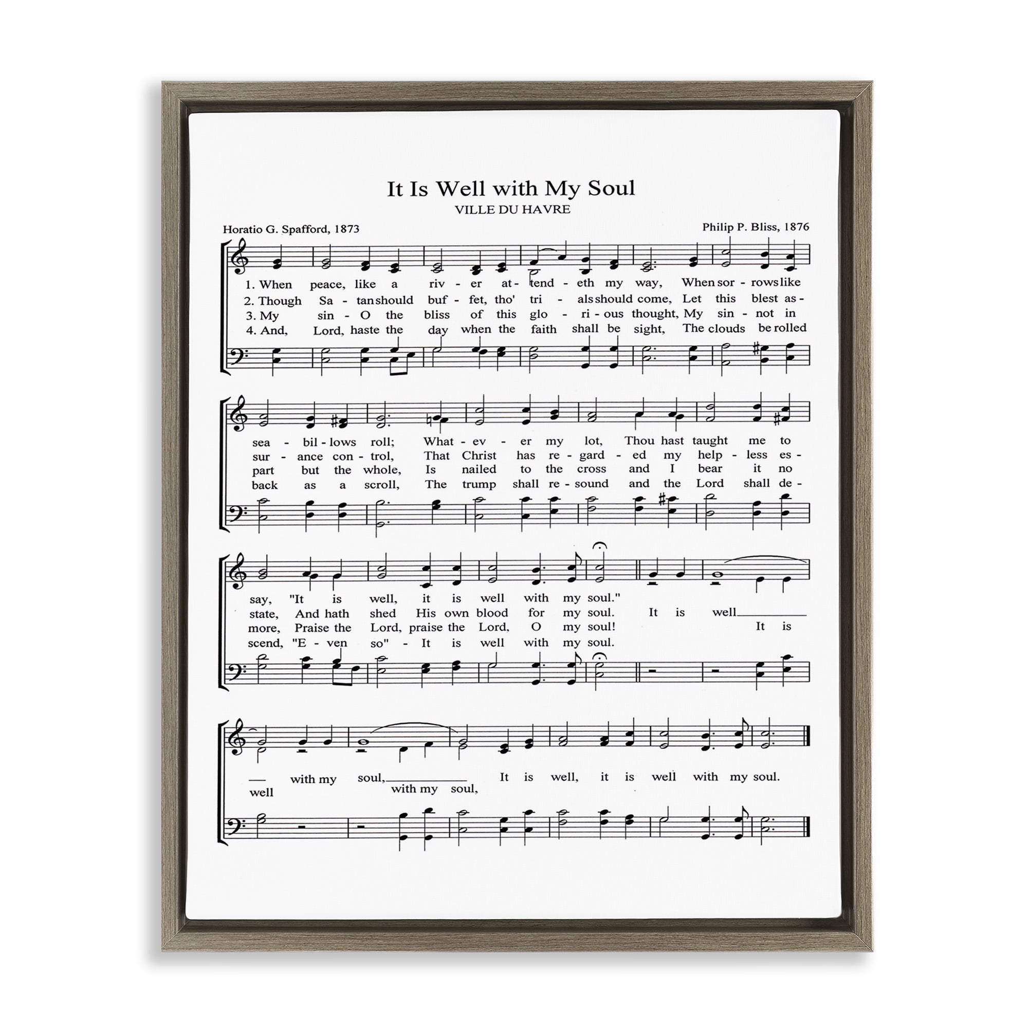 Stupell Industries Well With My Soul Sheet Music Beauty & Fashion Painting Brown Floater Framed Canvas Art Print Wall Art, 17 x 21