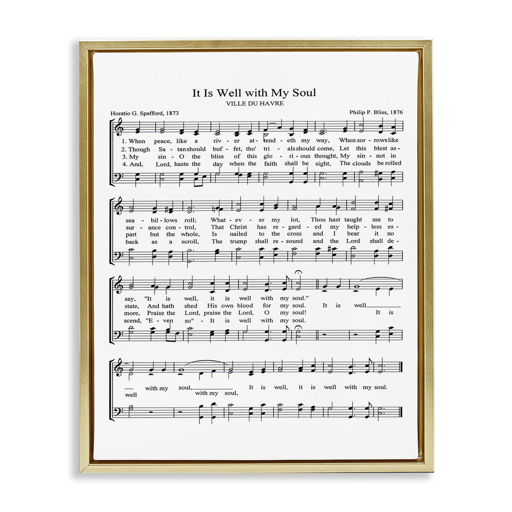 Stupell Industries Well With My Soul Sheet Music Beauty & Fashion Painting Gold Floater Framed Canvas Art Print Wall Art, 17 x 21