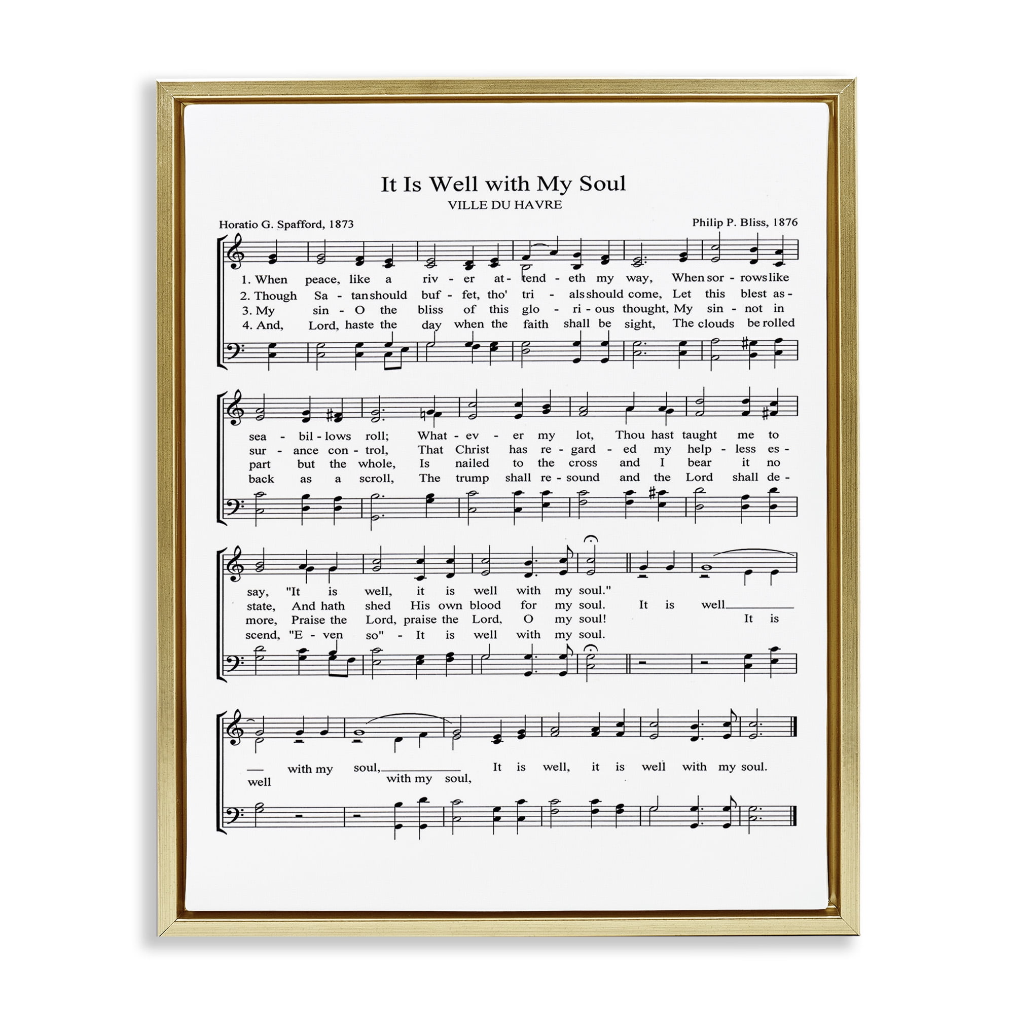 Stupell Industries Well With My Soul Sheet Music Beauty & Fashion Painting Gold Floater Framed Canvas Art Print Wall Art, 25 x 31