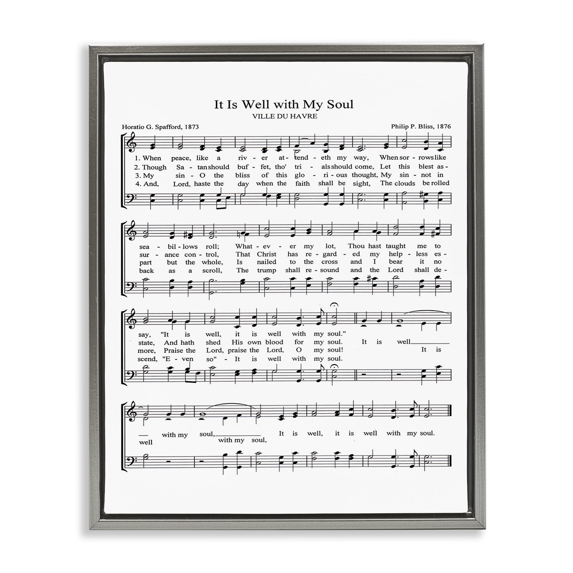 Stupell Industries Well With My Soul Sheet Music Beauty & Fashion Painting Gray Floater Framed Canvas Art Print Wall Art, 17 x 21