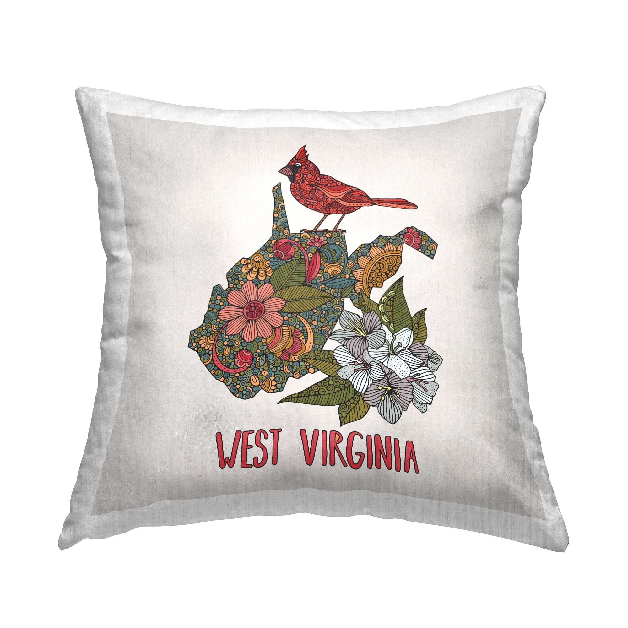 Stupell Industries West Virginia Floral Blossom Square Decorative Printed Throw Pillow, 18 x 18,