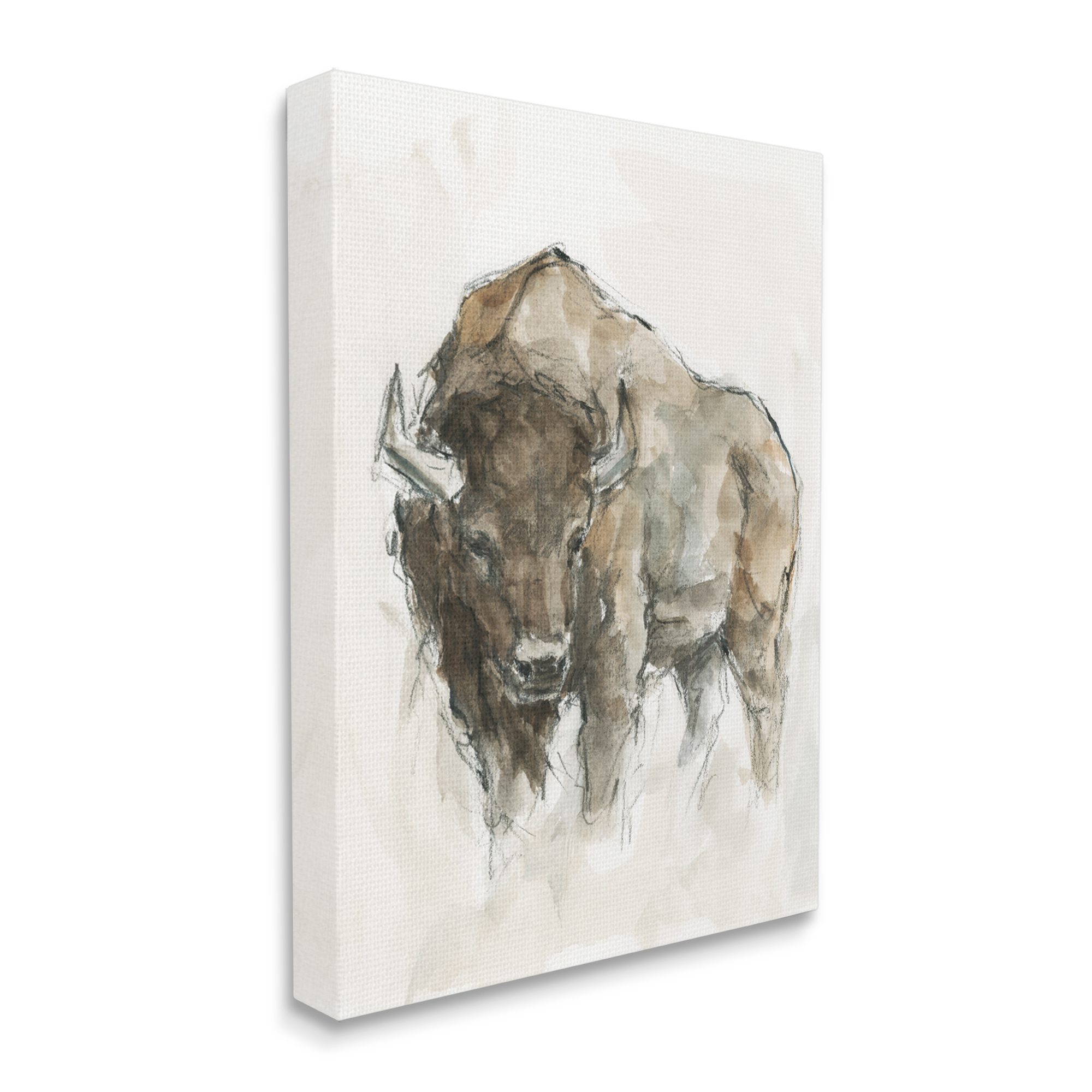 Stupell Industries Western American Buffalo Brown Country Animal Animals & Insects Painting Gallery Wrapped Canvas Art Print Wall Art, 30 x 40