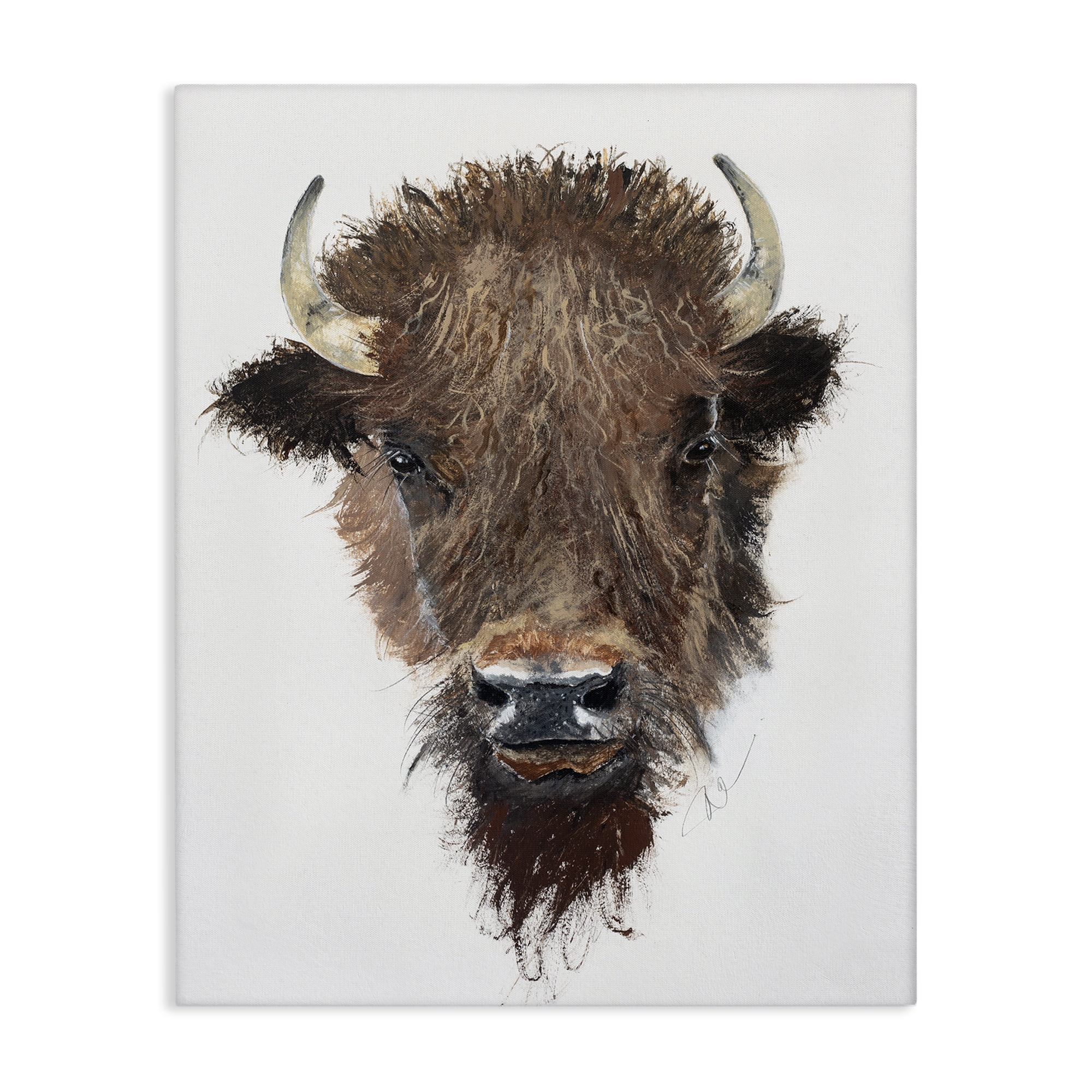 Stupell Industries Western Bison Visage Animals Painting Wrapped Canvas Art Print Wall Art, 16 x 20