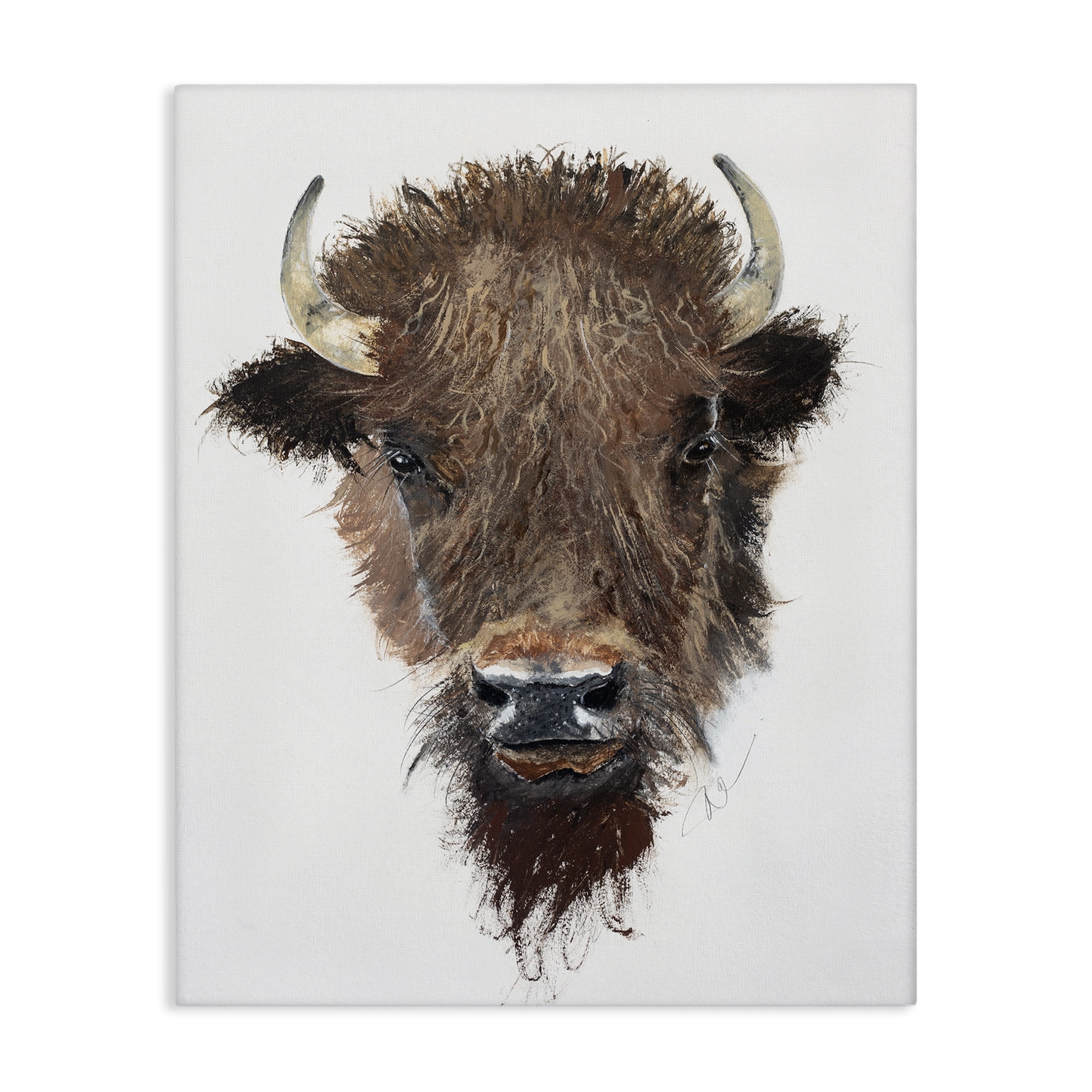 Stupell Industries Western Bison Visage Animals Painting Wrapped Canvas Art Print Wall Art, 30 x 40