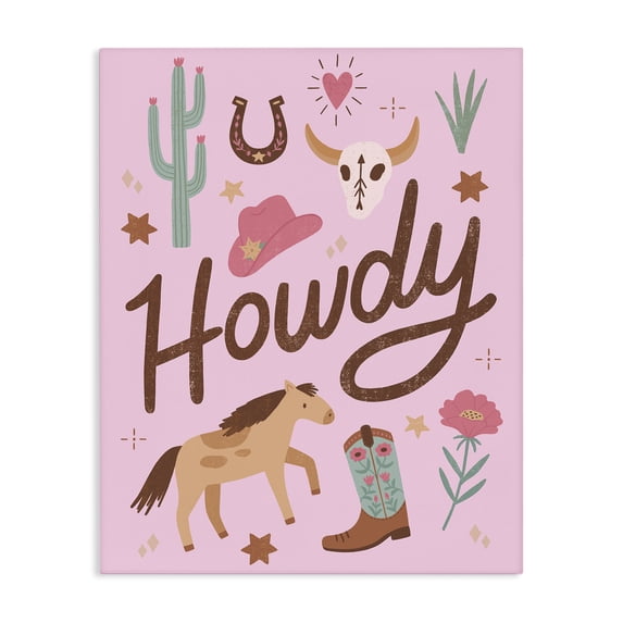 Stupell Industries Eclectic Western Boho Girl Howdy Canvas Art, 36 x 48, by Nina Seven
