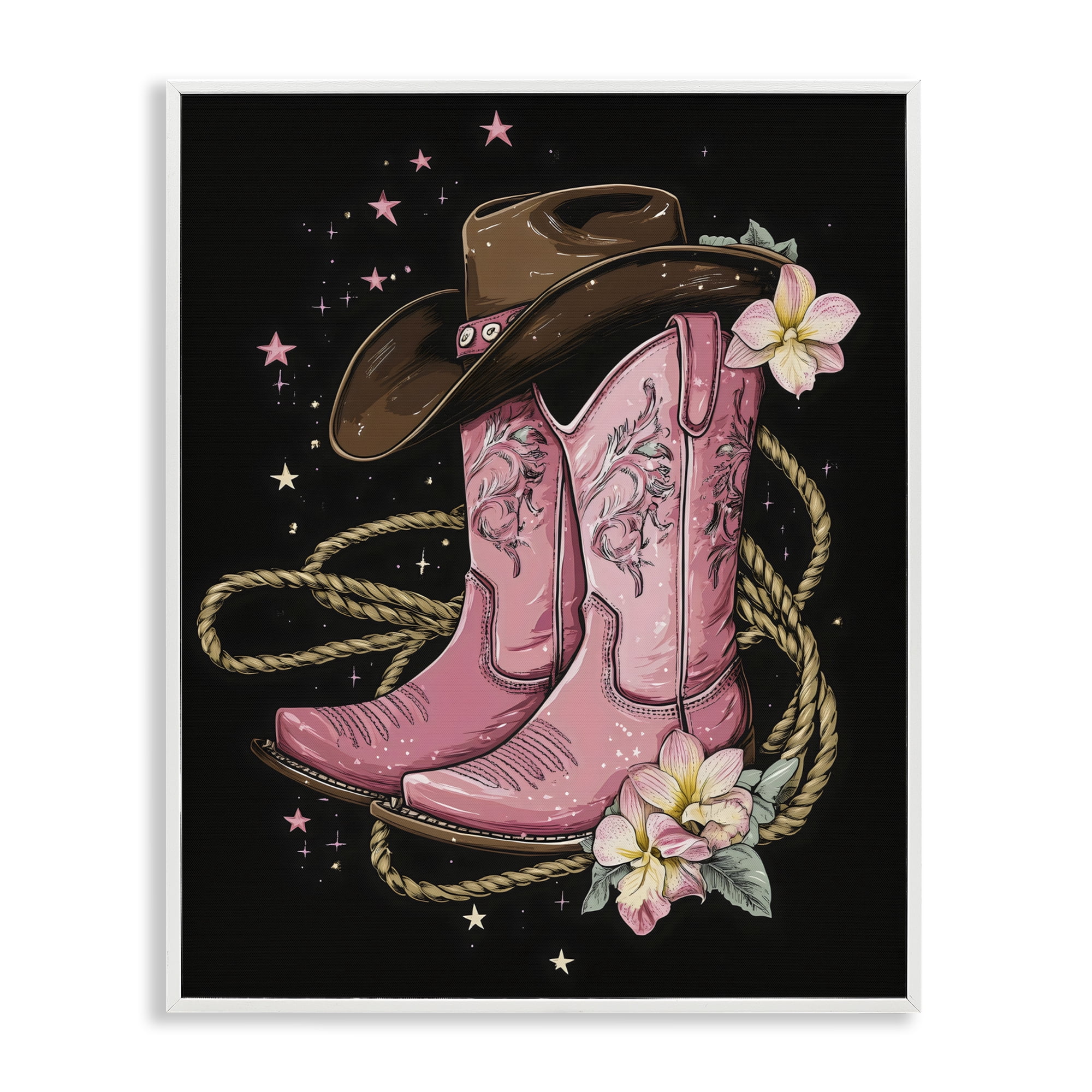 Stupell Industries Western Chic Pink Boots White Framed Giclee Art, design by Creative Studio