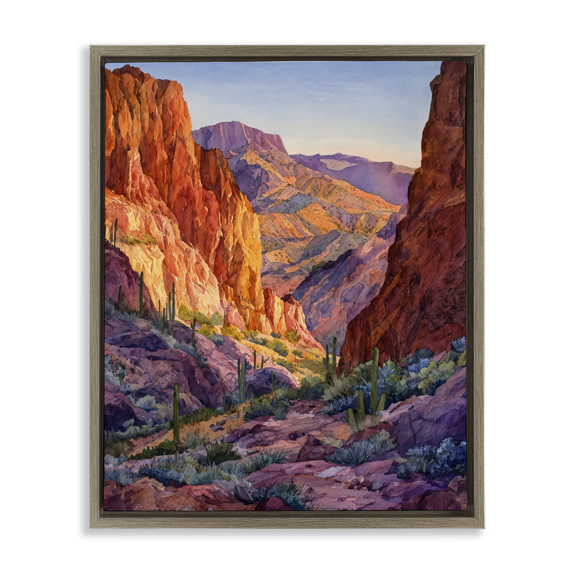 Stupell Industries Western Colors Canyon Brown Framed Floater Canvas Wall Art, design by Franklyn Gregory