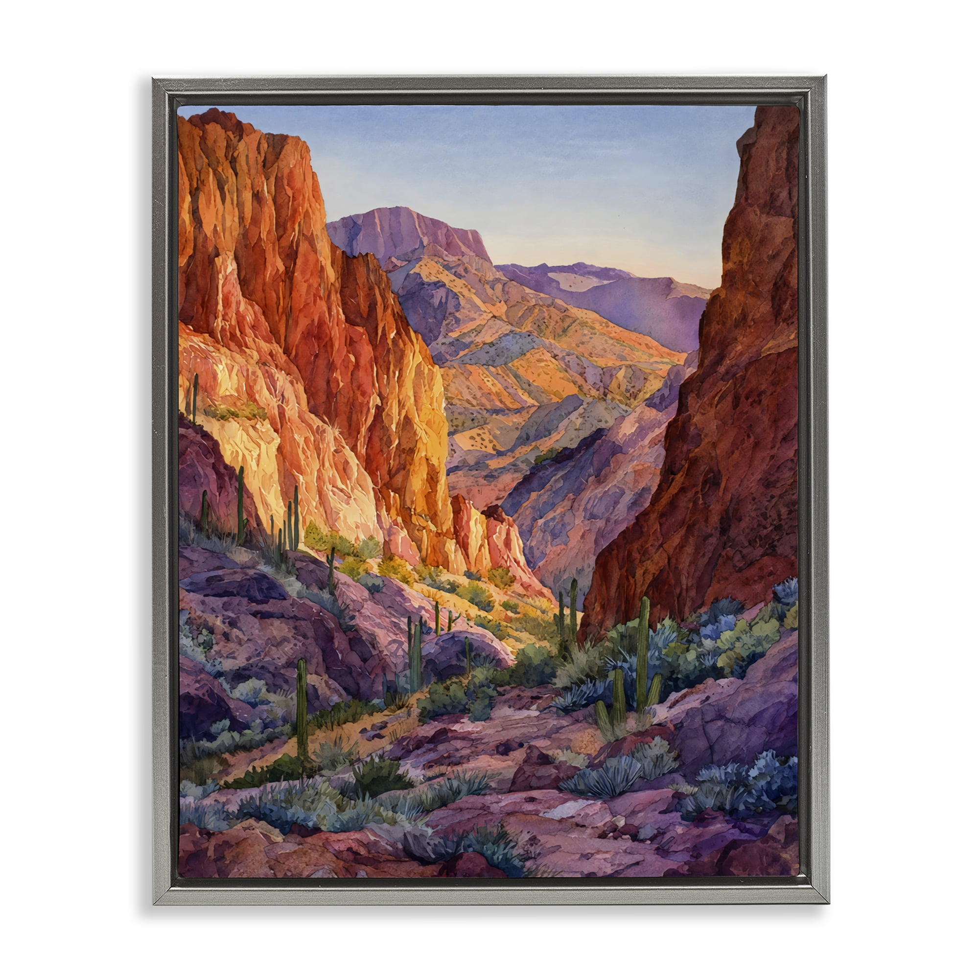 Stupell Industries Western Colors Canyon Gray Framed Floater Canvas Wall Art, design by Franklyn Gregory