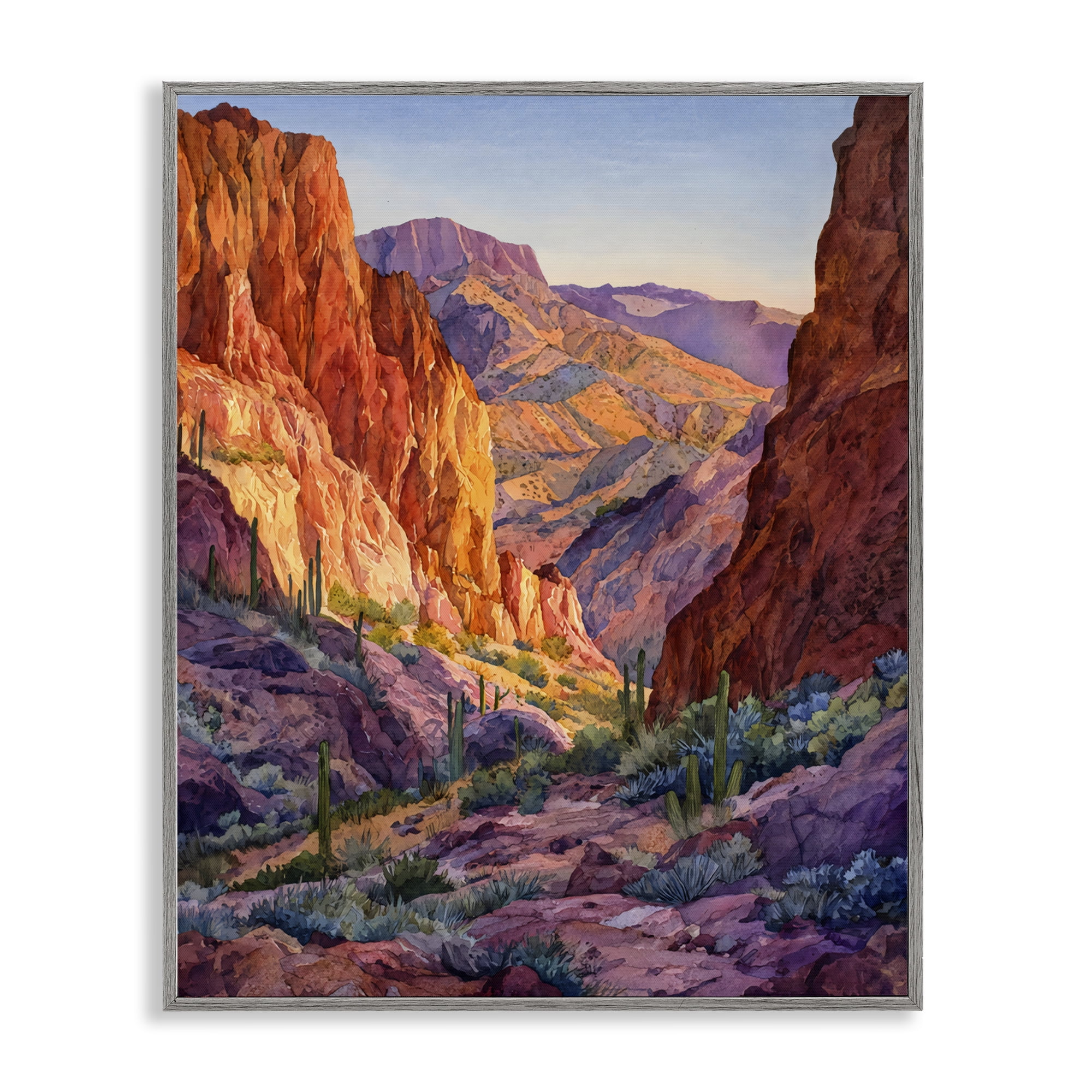 Stupell Industries Western Colors Canyon Gray Framed Giclee Art, design by Franklyn Gregory