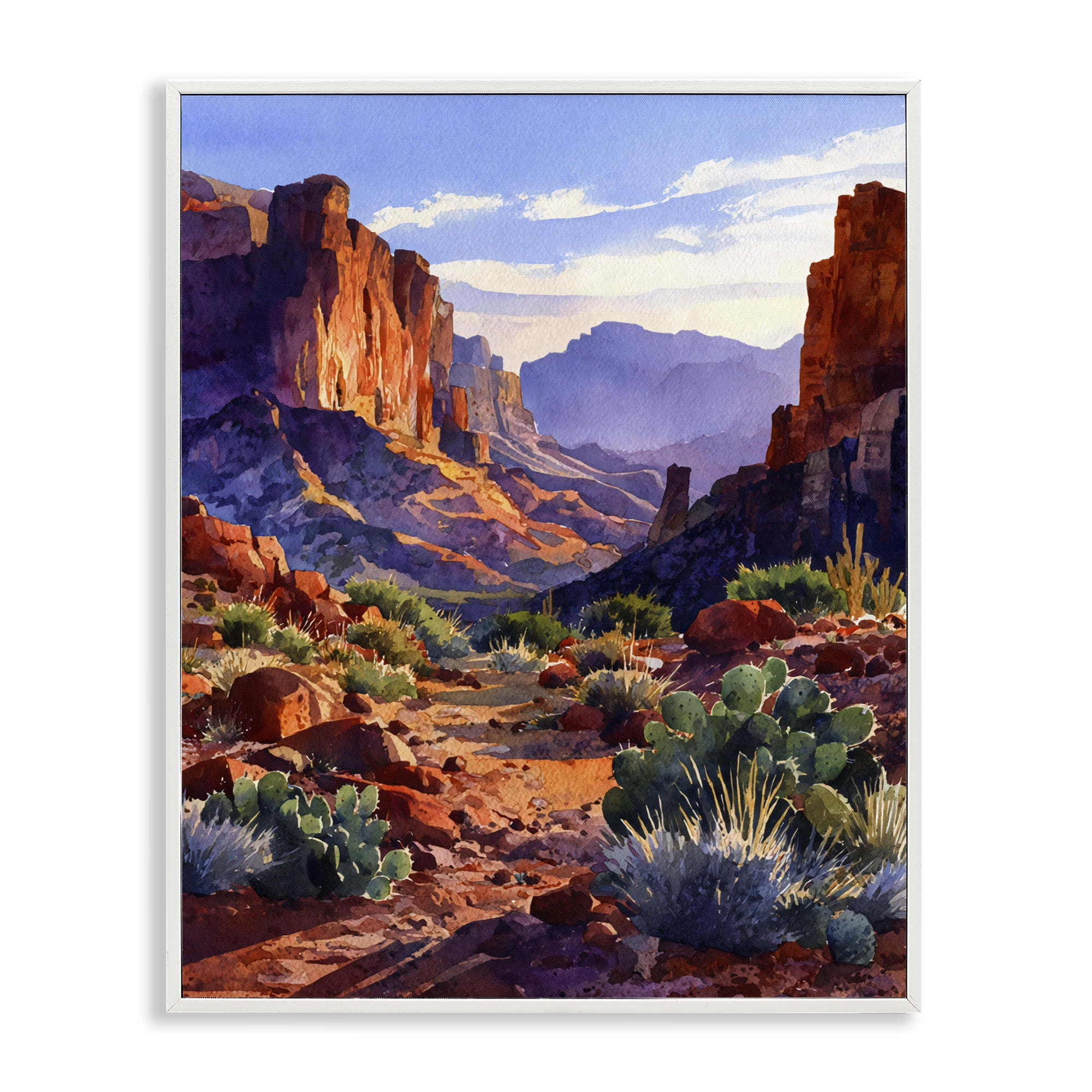 Stupell Industries Western Colors Earthy Desert White Framed Giclee Art, design by Franklyn Gregory
