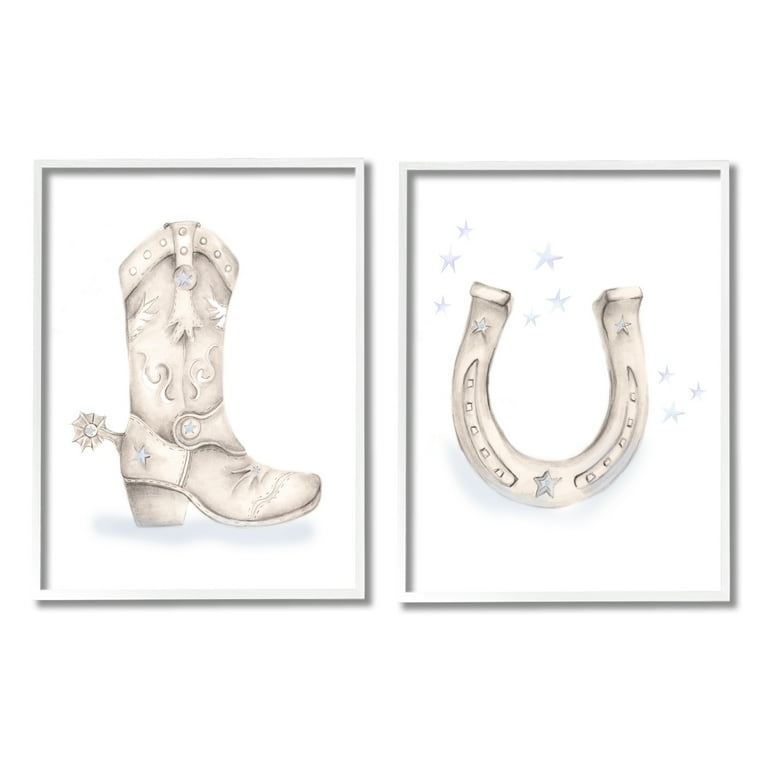 Stupell Industries Western Cowboy Boot Horseshoe Blue Stars Spur Graphic  Art White Framed Art Print Wall Art, Set of 2, Design by Studio Q -  Walmart.com
