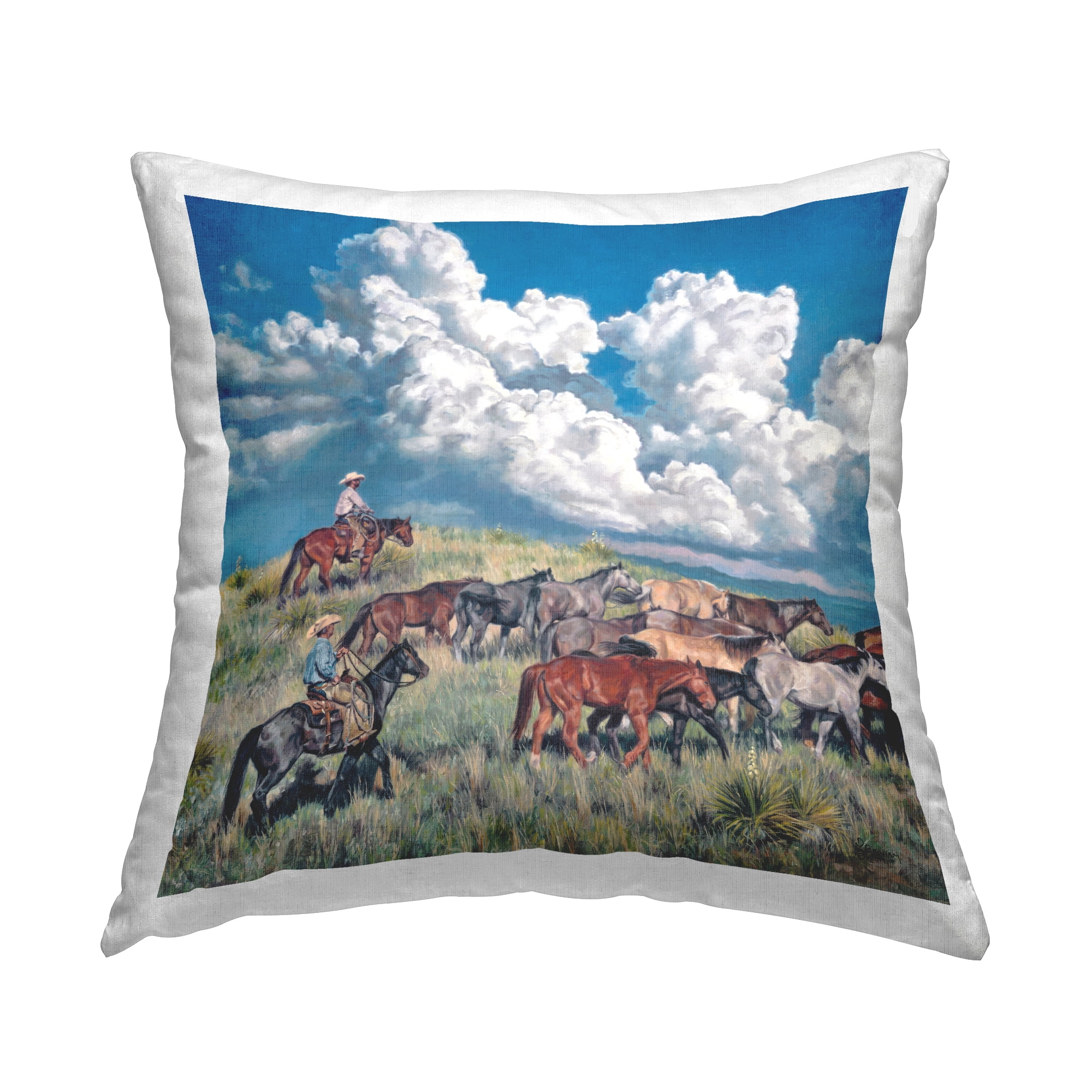 Stupell Industries Western Cowboy Horse Landscape Square Decorative Printed Throw Pillow, 18 x 18,