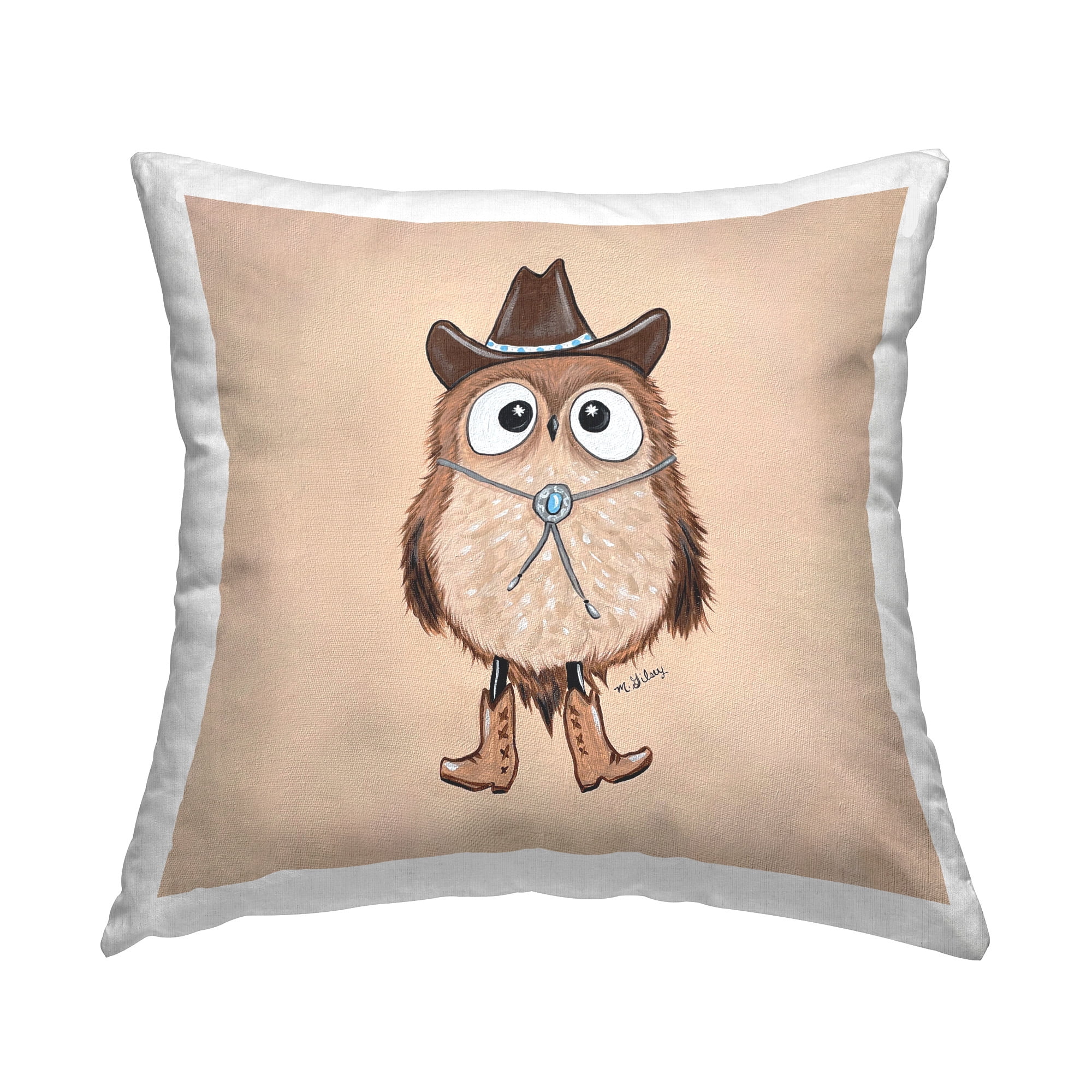Stupell Industries Western Cowboy Owl Decorative Printed Throw Pillow Design by Michelle Gilsey