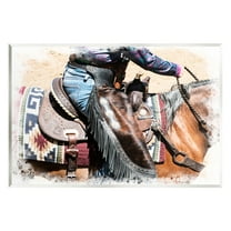 Stupell Industries Western Cowboy on Saddle Animals & Insects Painting Unframed Art Print Wall Art, 15 x 10