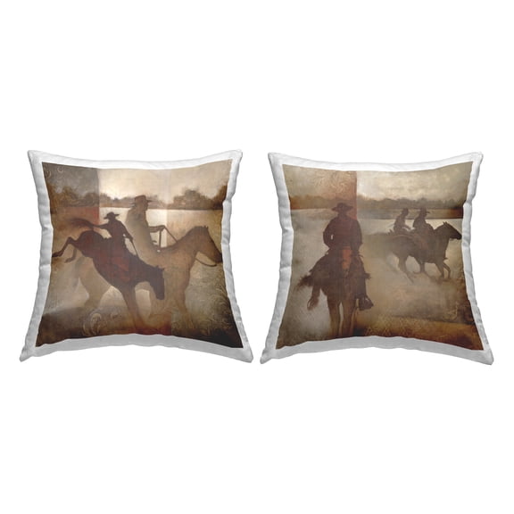 Stupell Industries Western Cowboys Pattern Decorative Printed Throw Pillow, 18 x 18