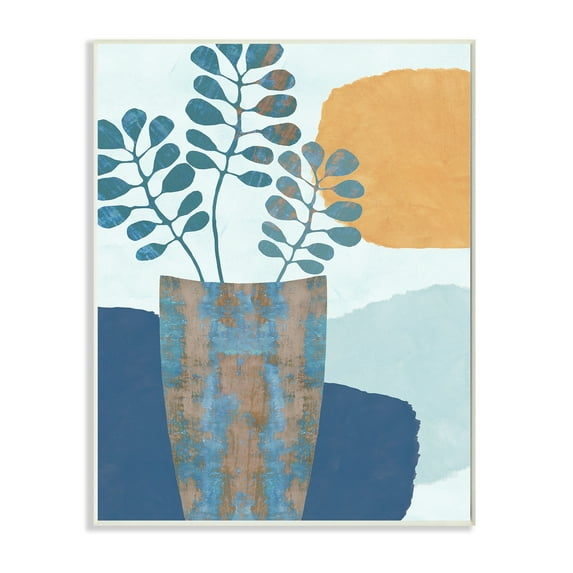 Stupell Industries Western Eucalyptus Plant Vase Orange Sun,13 x 19,Designed by Flora Kouta