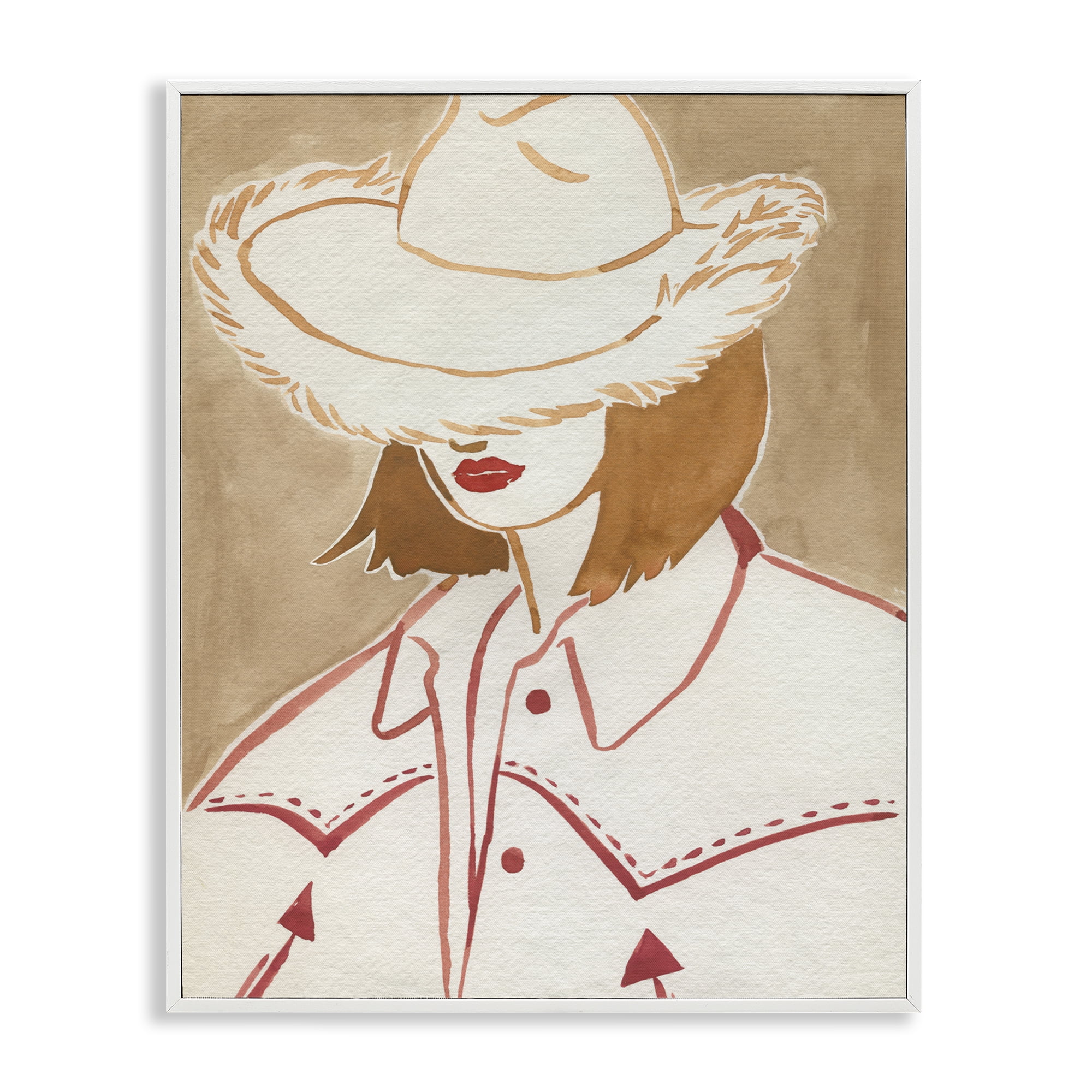 Stupell Industries Western Fashion Woman People Painting White Framed Art Print Wall Art, 24 x 30