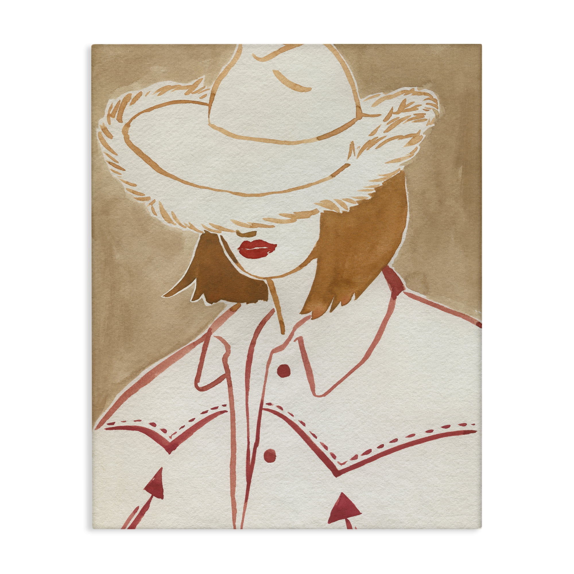 Stupell Industries Western Fashion Woman People Painting Wrapped Canvas Art Print Wall Art, 30 x 40
