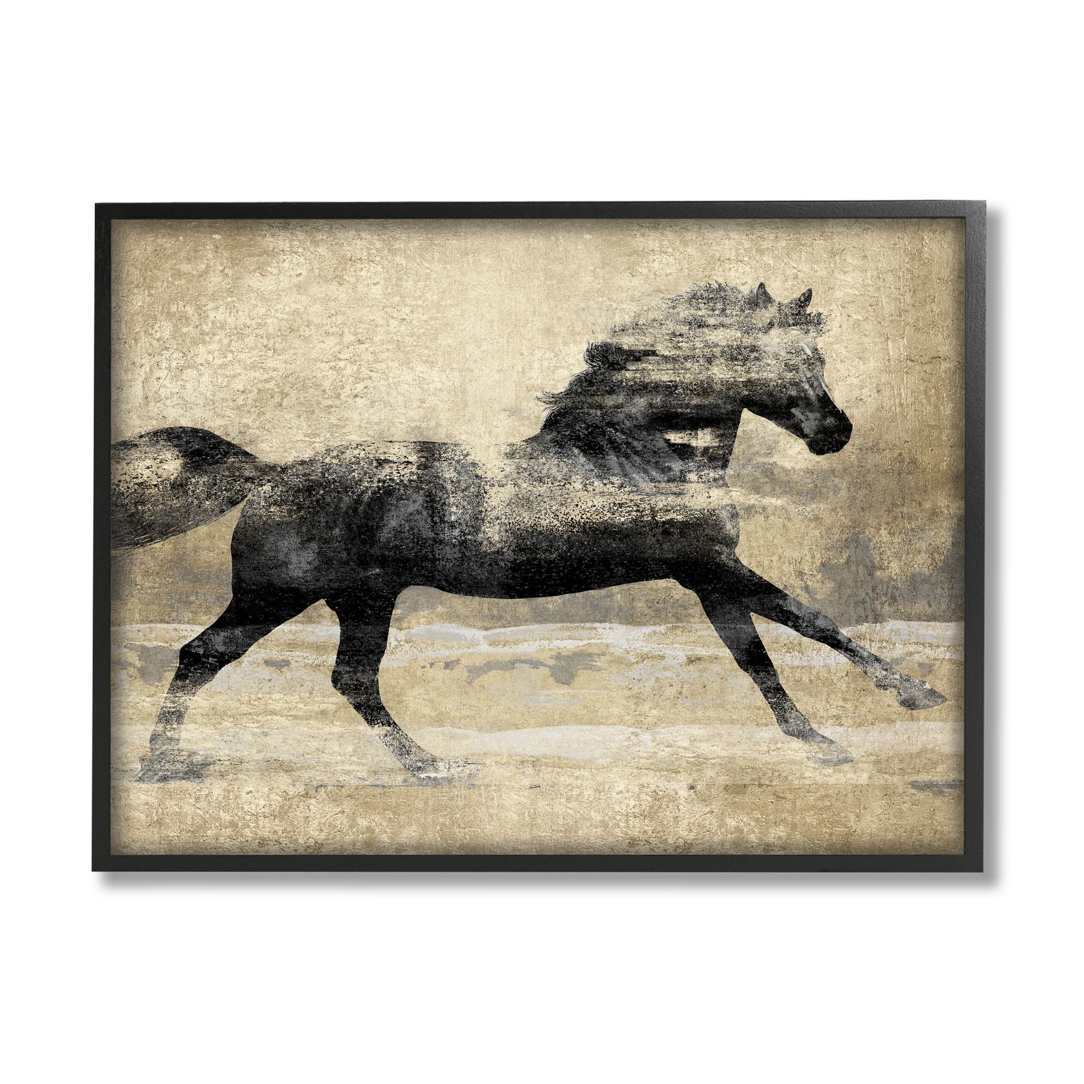 Stupell Industries Western Galloping Horse Portrait Graphic Art Black Framed Art Print Wall Art, Design by Tina Blakely