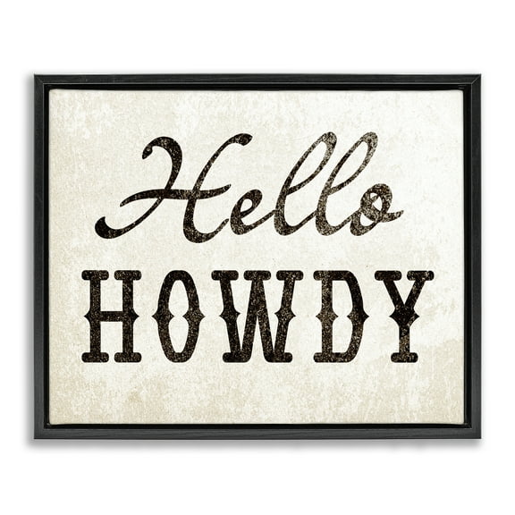 Stupell Industries Western Hellow Howdy Text & Numbers Painting Black Floater Framed Canvas Art Print Wall Art, 21 x 17