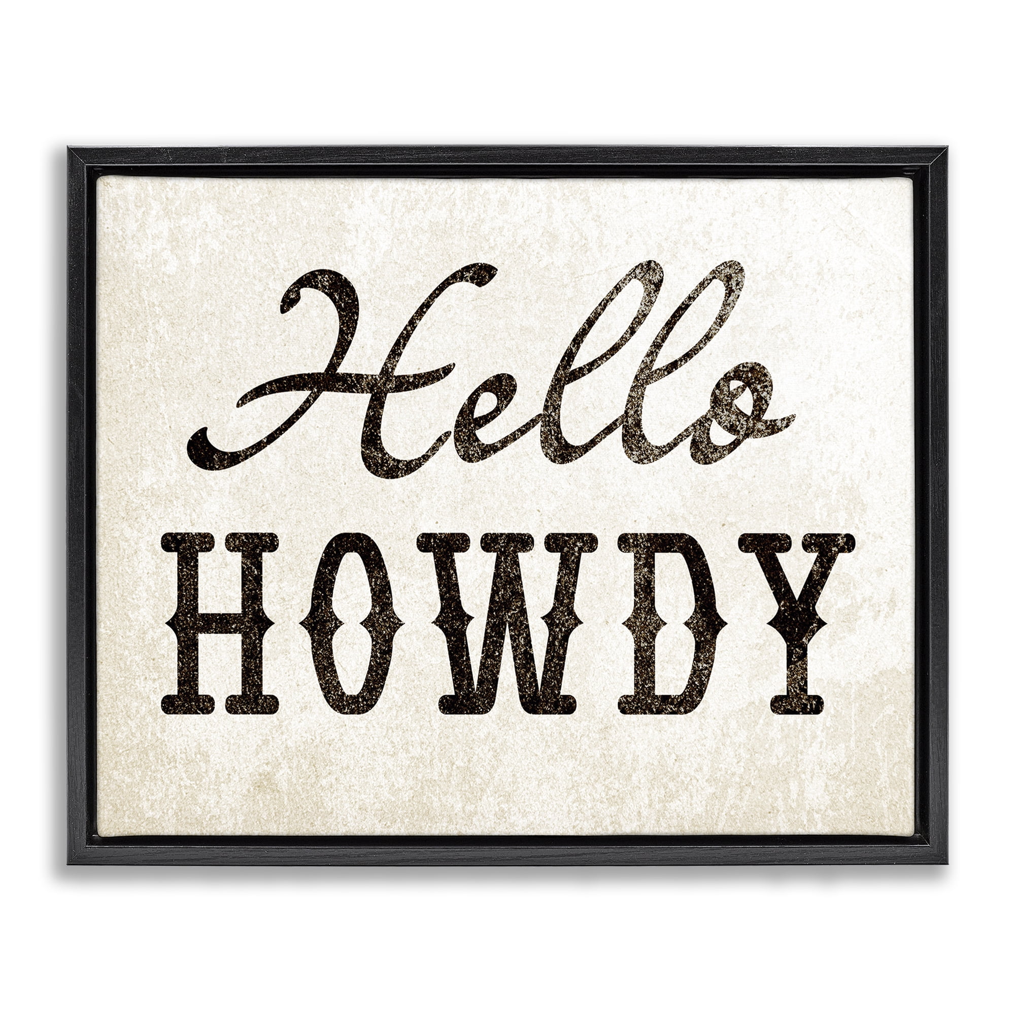 Stupell Industries Western Hellow Howdy Text & Numbers Painting Black Floater Framed Canvas Art Print Wall Art, 31 x 25