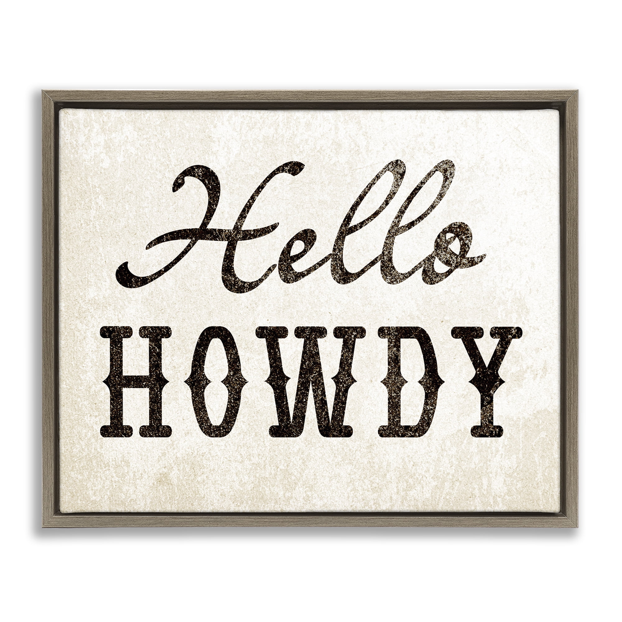 Stupell Industries Western Hellow Howdy Text & Numbers Painting Brown Floater Framed Canvas Art Print Wall Art, 31 x 25
