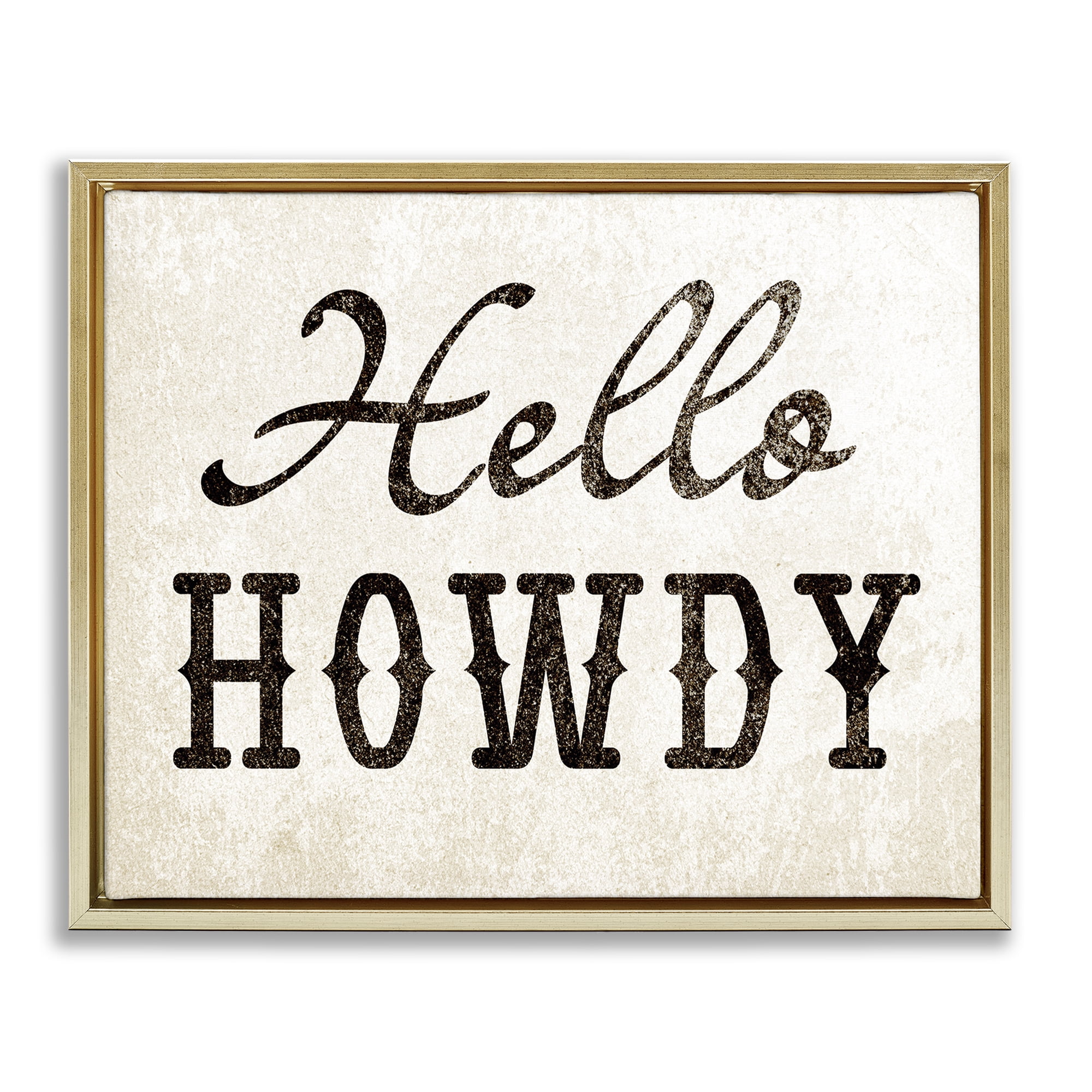 Stupell Industries Western Hellow Howdy Text & Numbers Painting Gold Floater Framed Canvas Art Print Wall Art, 31 x 25