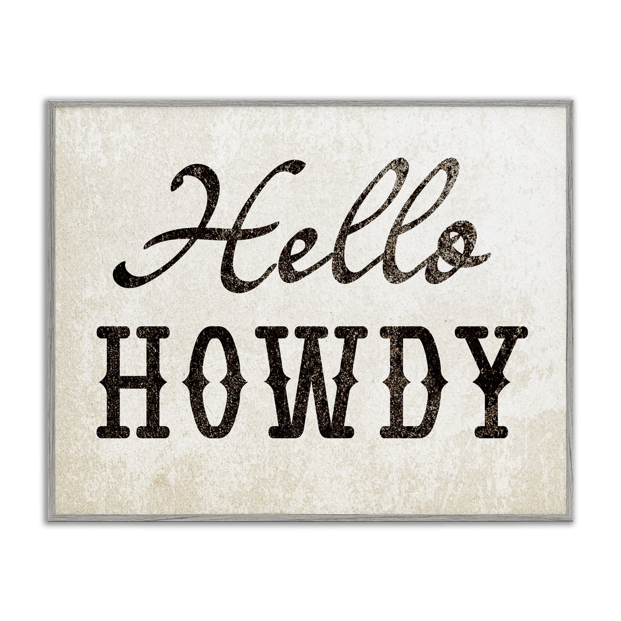 Stupell Industries Western Hellow Howdy Text & Numbers Painting Gray Framed Art Print Wall Art, 14 x 11