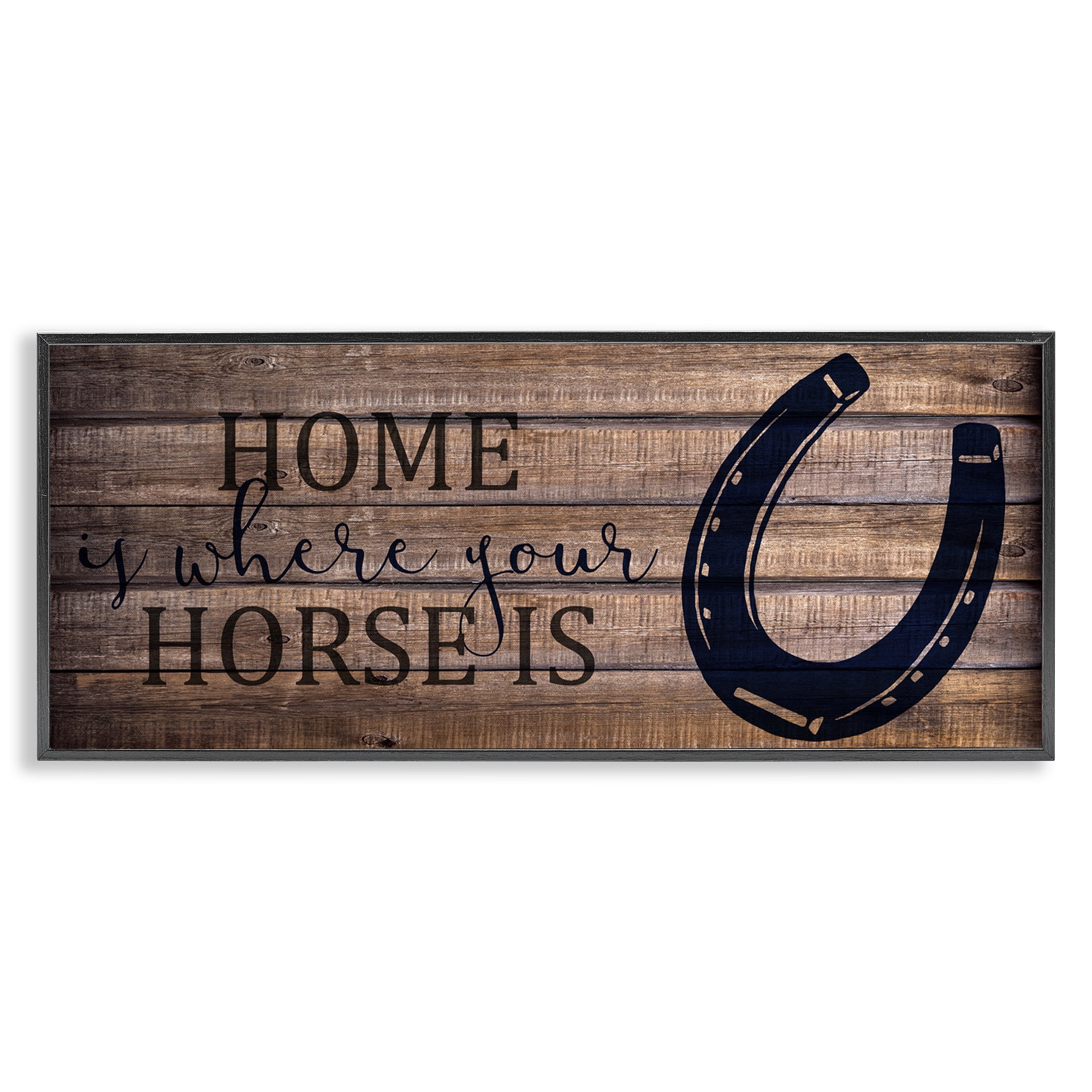 Stupell Industries Western Home Where Horse Is Typography Painting Black Framed Art Print Wall Art, 30 x 13