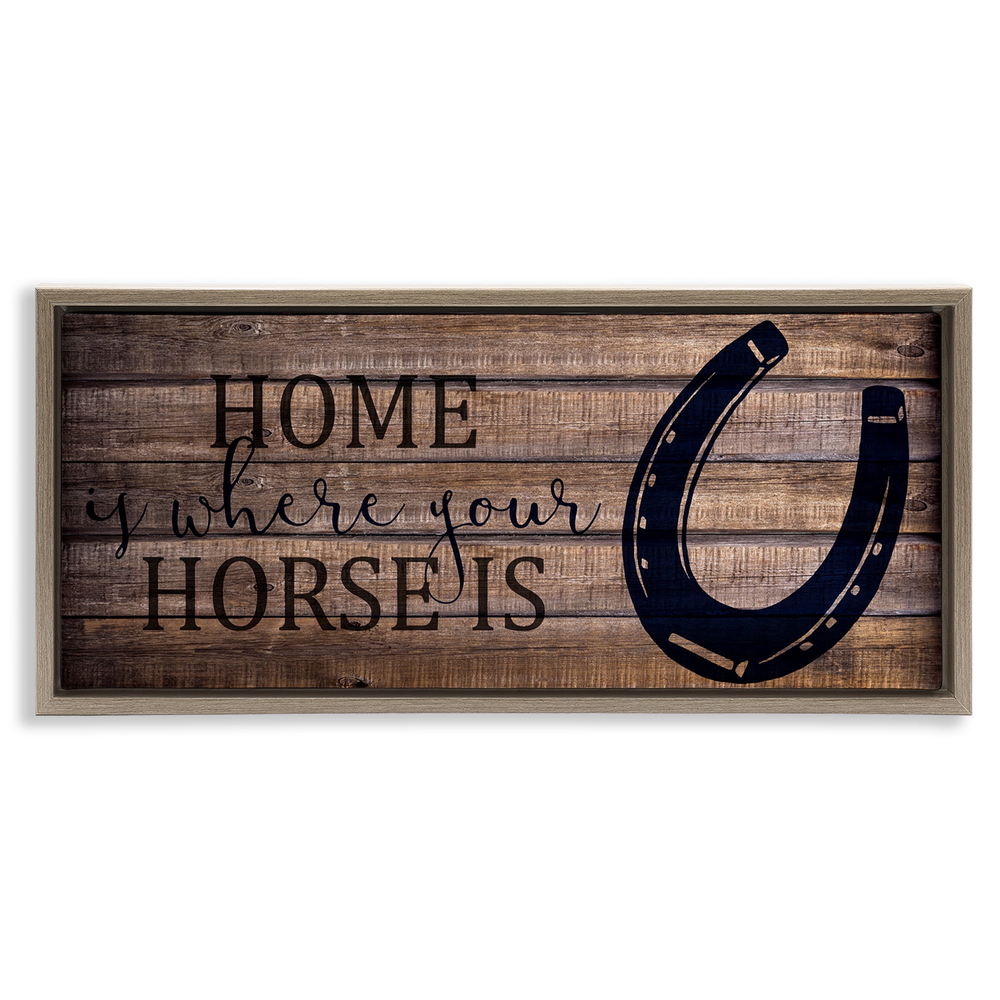 Stupell Industries Western Home Where Horse Is Typography Painting Brown Floater Framed Canvas Art Print Wall Art, 25 x 11