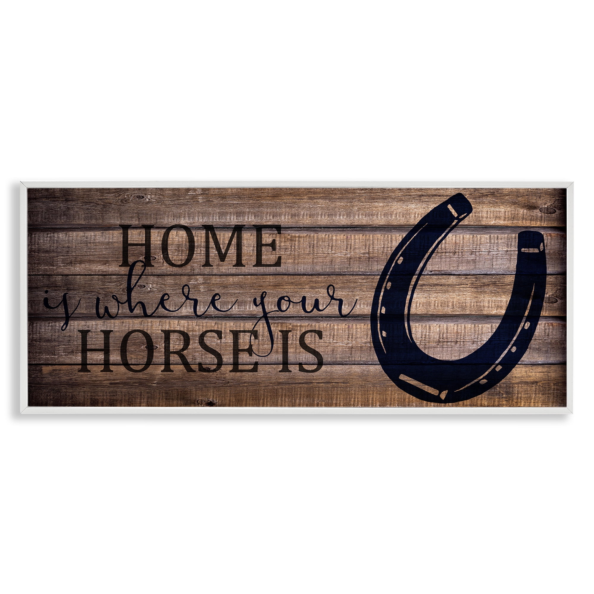 Stupell Industries Western Home Where Horse Is Typography Painting White Framed Art Print Wall Art, 24 x 10