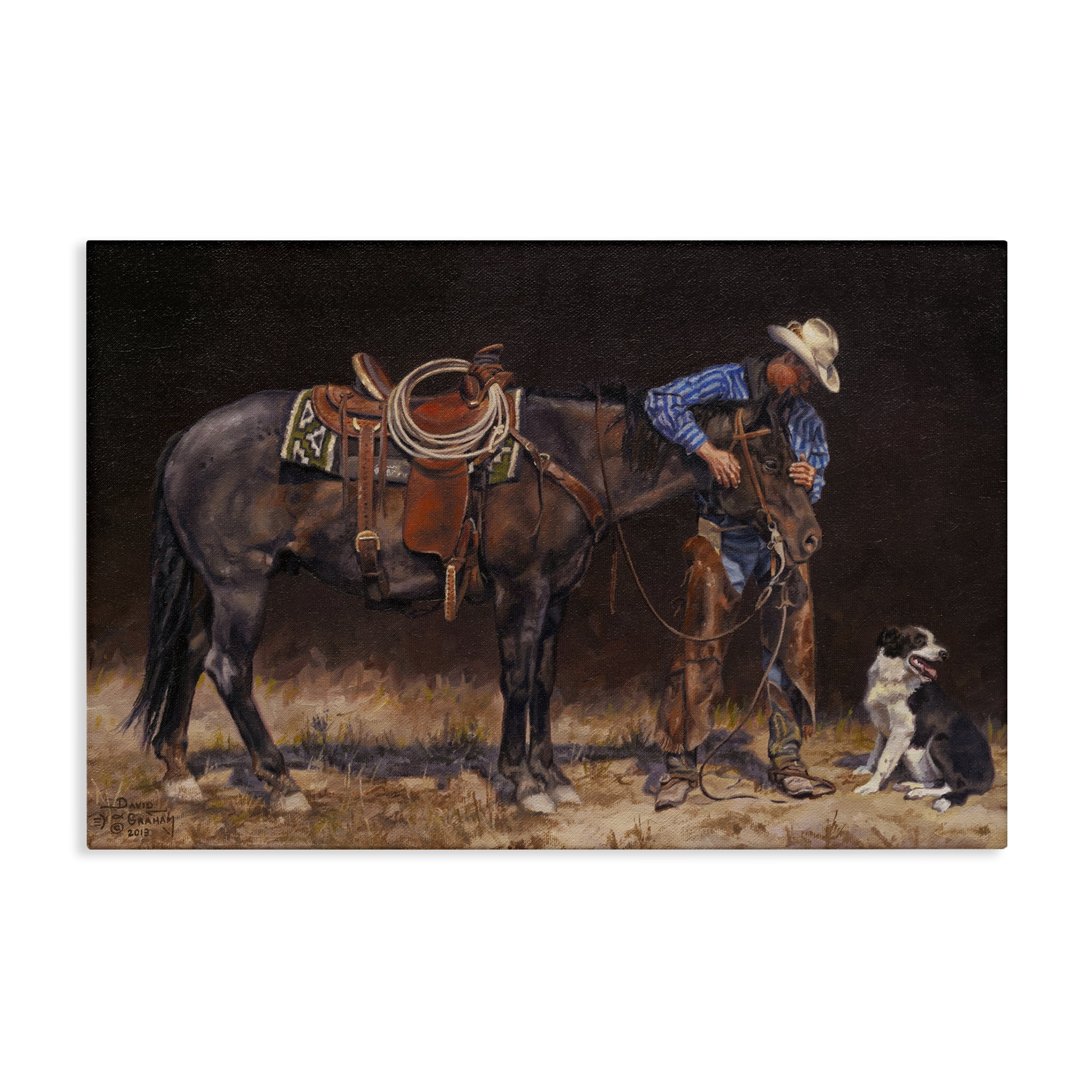 Stupell Industries Western Horse & Dog Animals & Insects Painting Gallery Wrapped Canvas Art Print Wall Art, 30 x 20