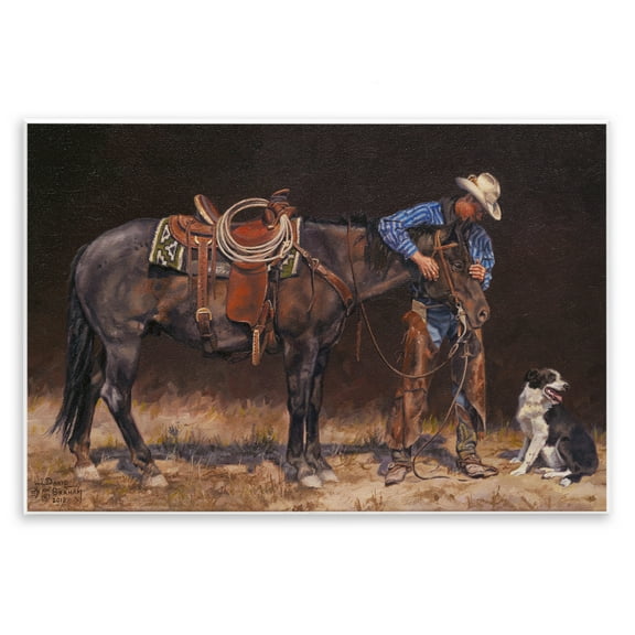 Stupell Industries Western Horse & Dog Animals & Insects Painting Unframed Art Print Wall Art, 15 x 10
