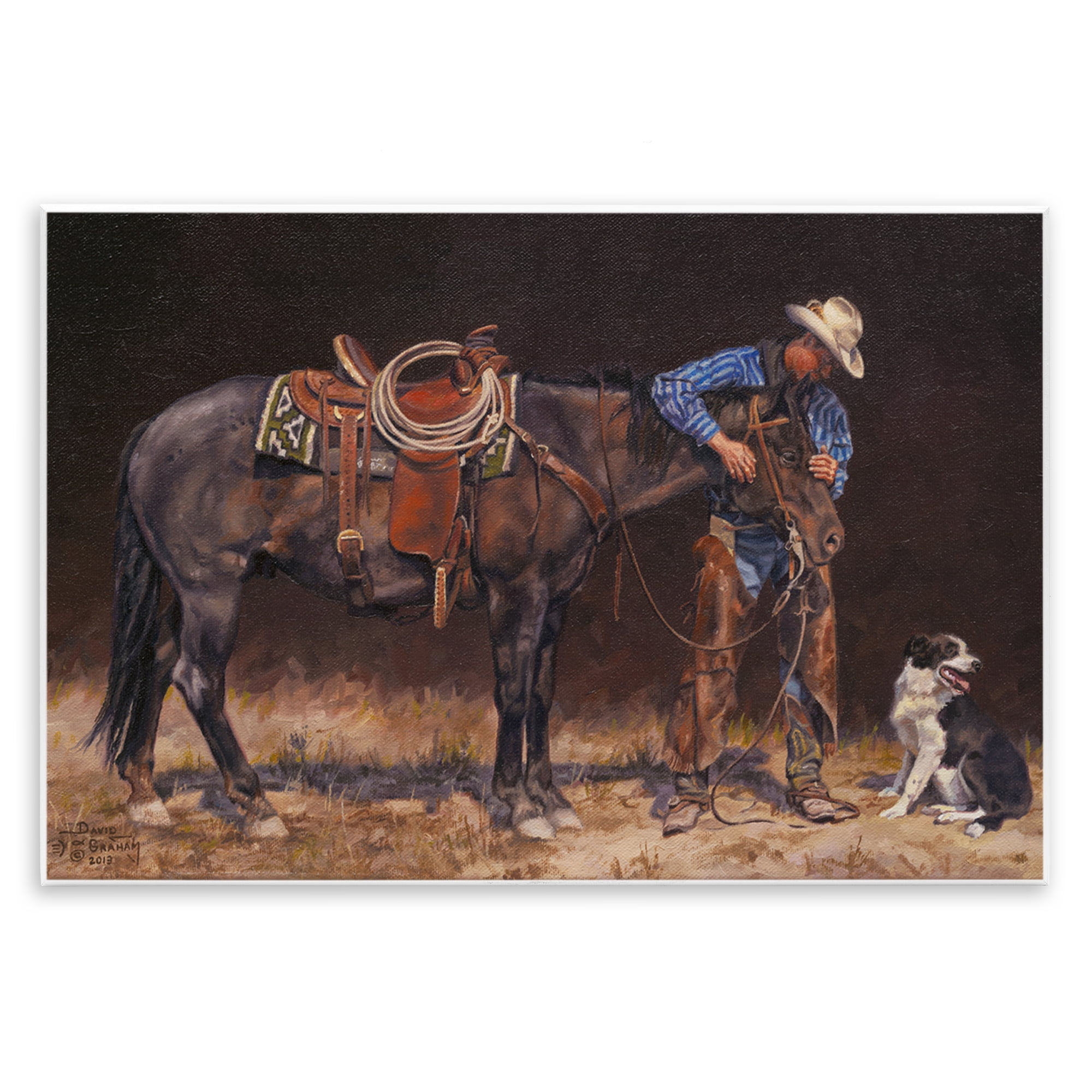 Stupell Industries Western Horse & Dog Animals & Insects Painting Unframed Art Print Wall Art, 19 x 13