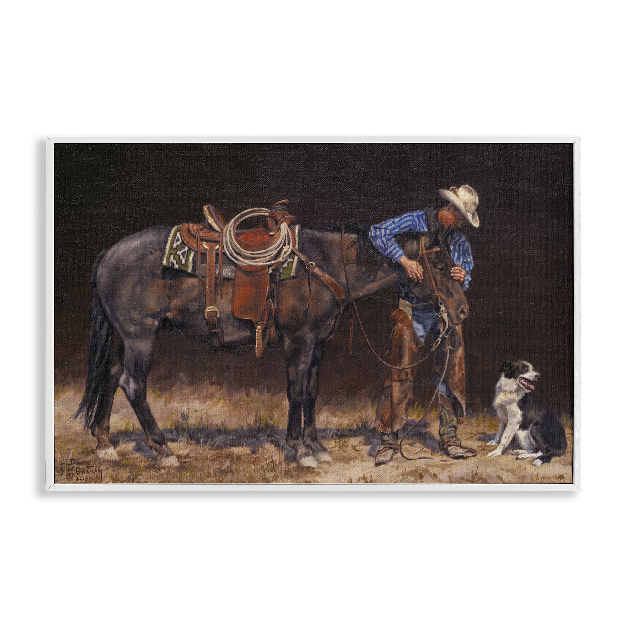 Stupell Industries Western Horse & Dog Animals & Insects Painting White Framed Art Print Wall Art, 24 x 16
