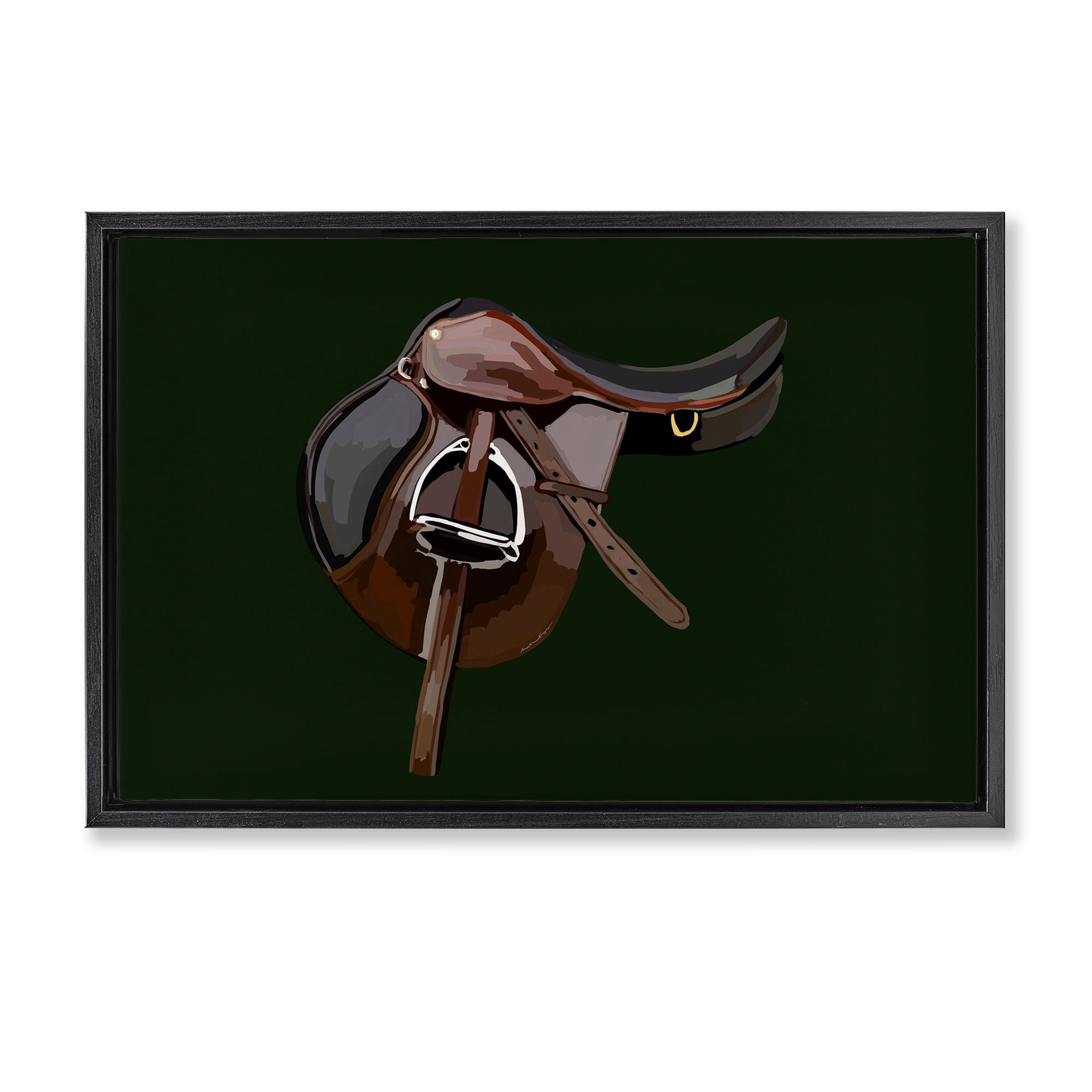 Stupell Industries Western Horse Saddle Abstract Painting Black Floater Framed Canvas Art Print Wall Art, 31 x 21