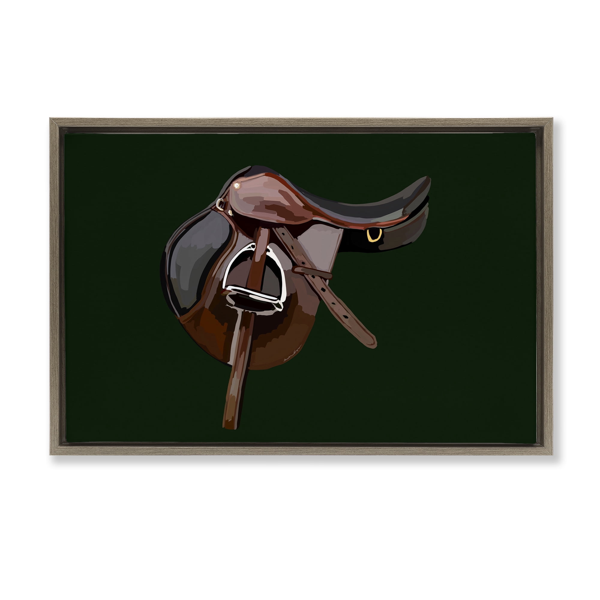 Stupell Industries Western Horse Saddle Abstract Painting Brown Floater Framed Canvas Art Print Wall Art, 25 x 17